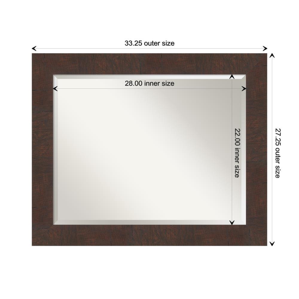 Amanti Art Beveled Bathroom Wall Mirror - Wildwood Brown Frame Wildwood Brown Outer Size: 33 x 27 in