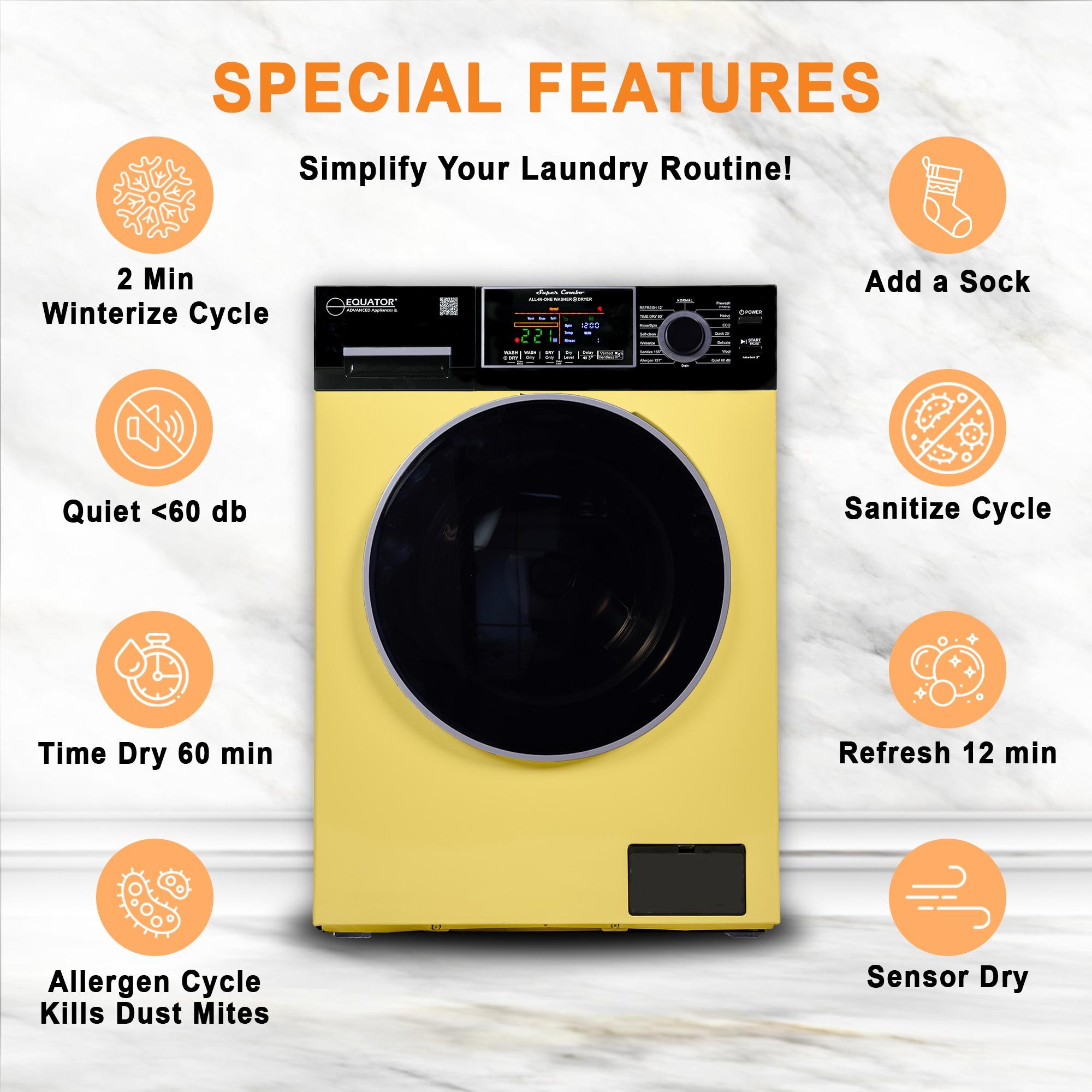 Equator Ver3 Combo Washer Vented/Ventless Dry-1400RPM Color Coded Display Y/B