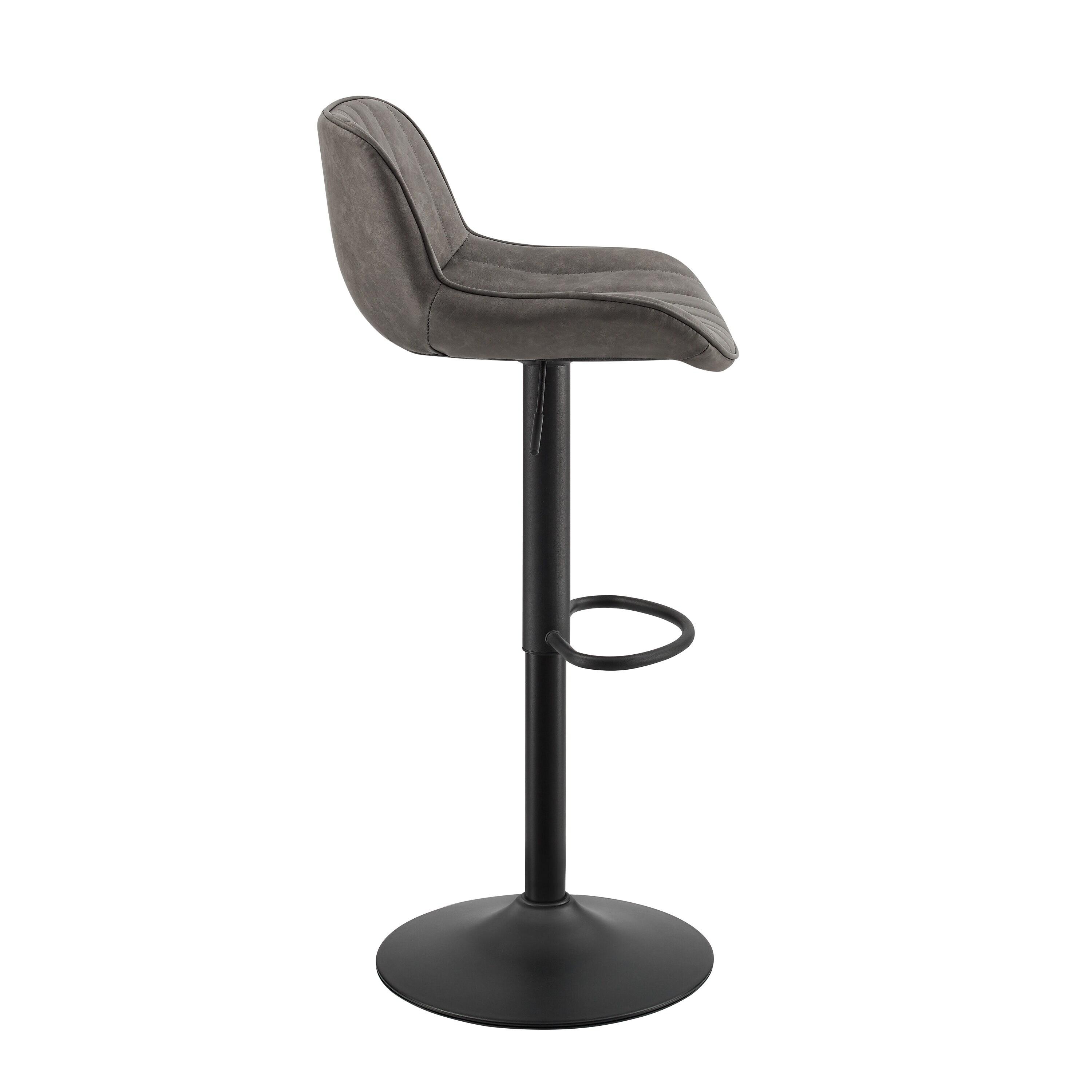 Art Leon Rustic Bar Stools Set of 2, Faux Leather with Backrest Chrome Legs, Upholstered Swivel Kitchen Stools, Gray