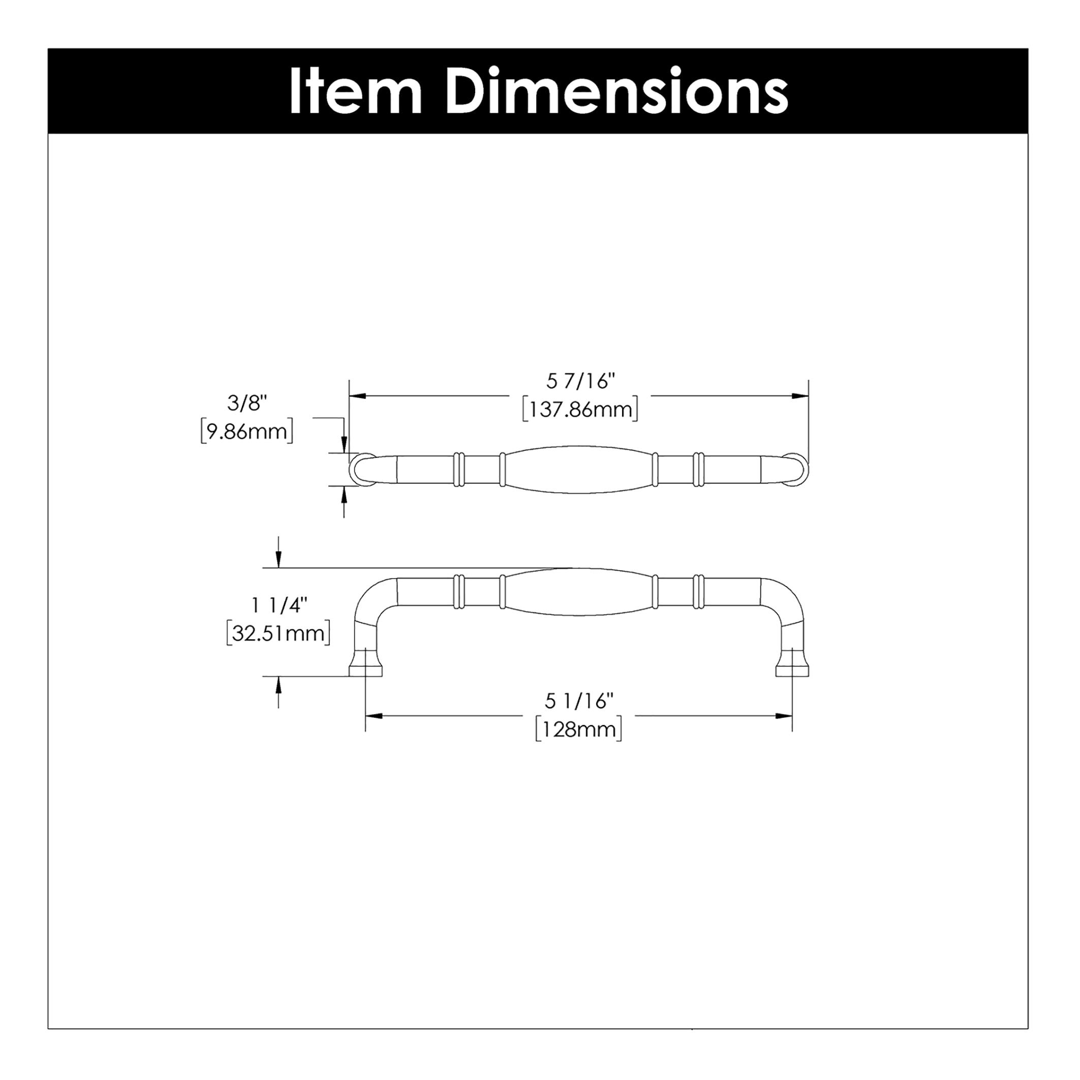 Williamsburg Kitchen Cabinet Handles, Solid Core Drawer Pulls for Cabinet Doors, 5-1/16" (128mm)