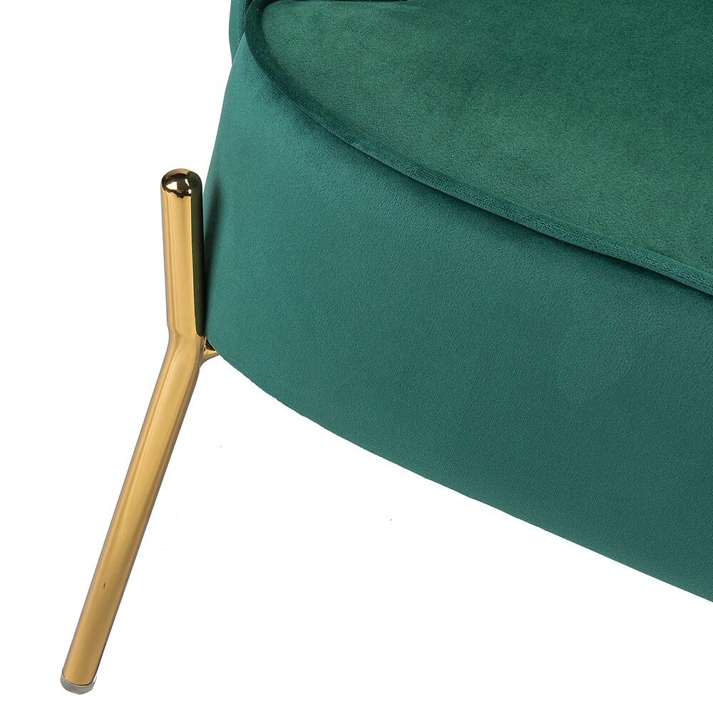14 Karat Home Silla Decorativa de Terciopelo con Patas de Metal Dorado con Respaldo Acolchado para el Dormitorio de la Sala de Estar, Green