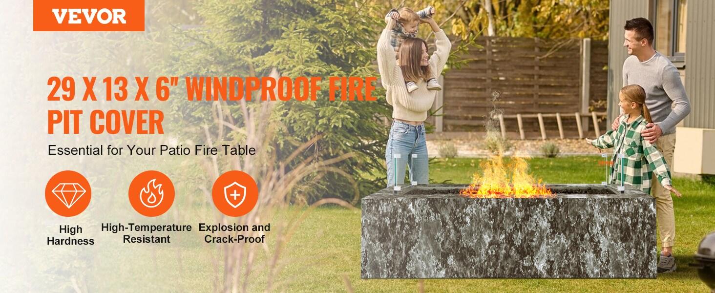 VEVOR Tempered Glass Fire Pit Accessory (Set of 4)