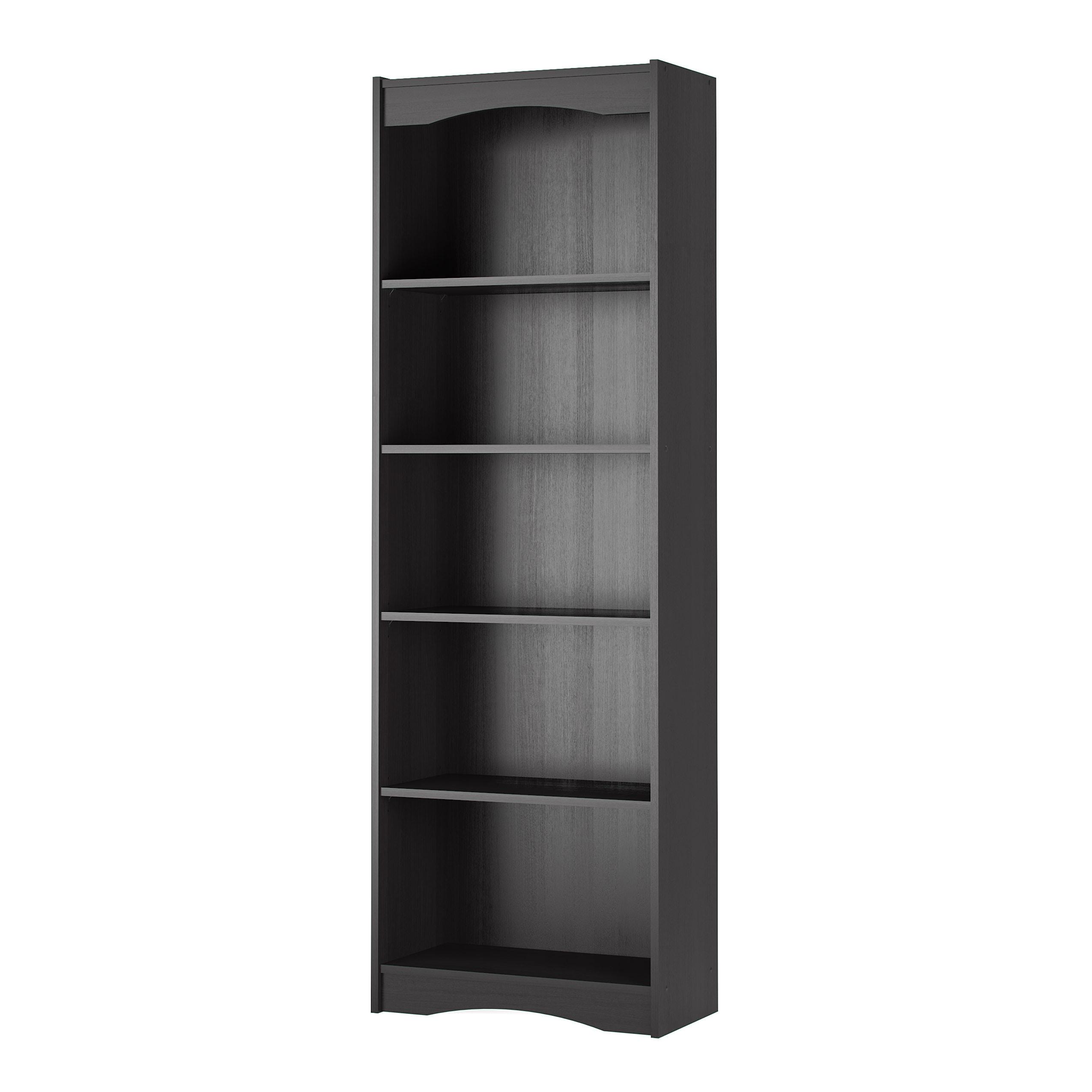 72" Tall Hawthorn Bookshelf Black - CorLiving: Modern Laminated Particle Board with 5 Adjustable Shelves