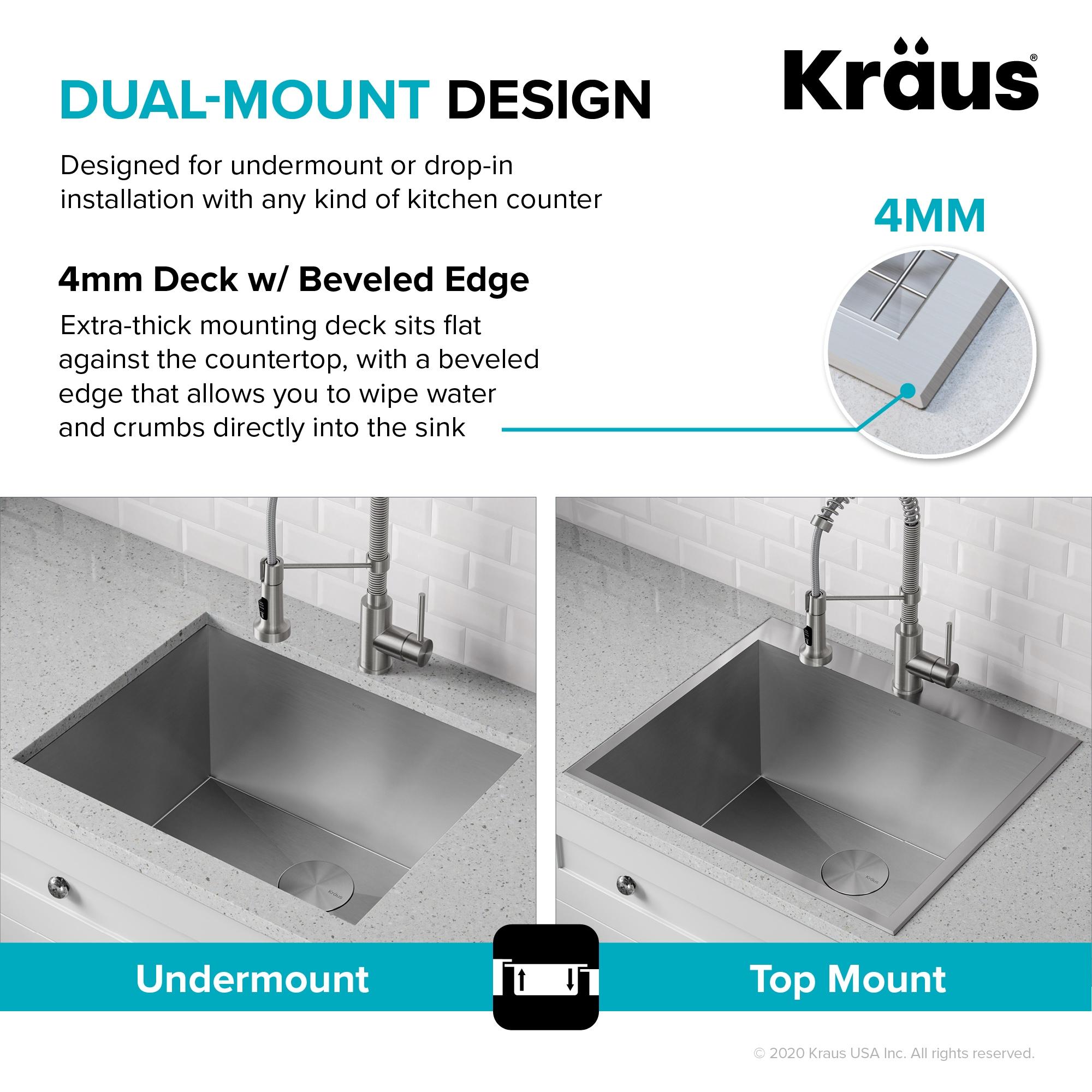 KRAUS Standart PRO Drop In 16 Gauge Bar Stainless Steel Kitchen Sink