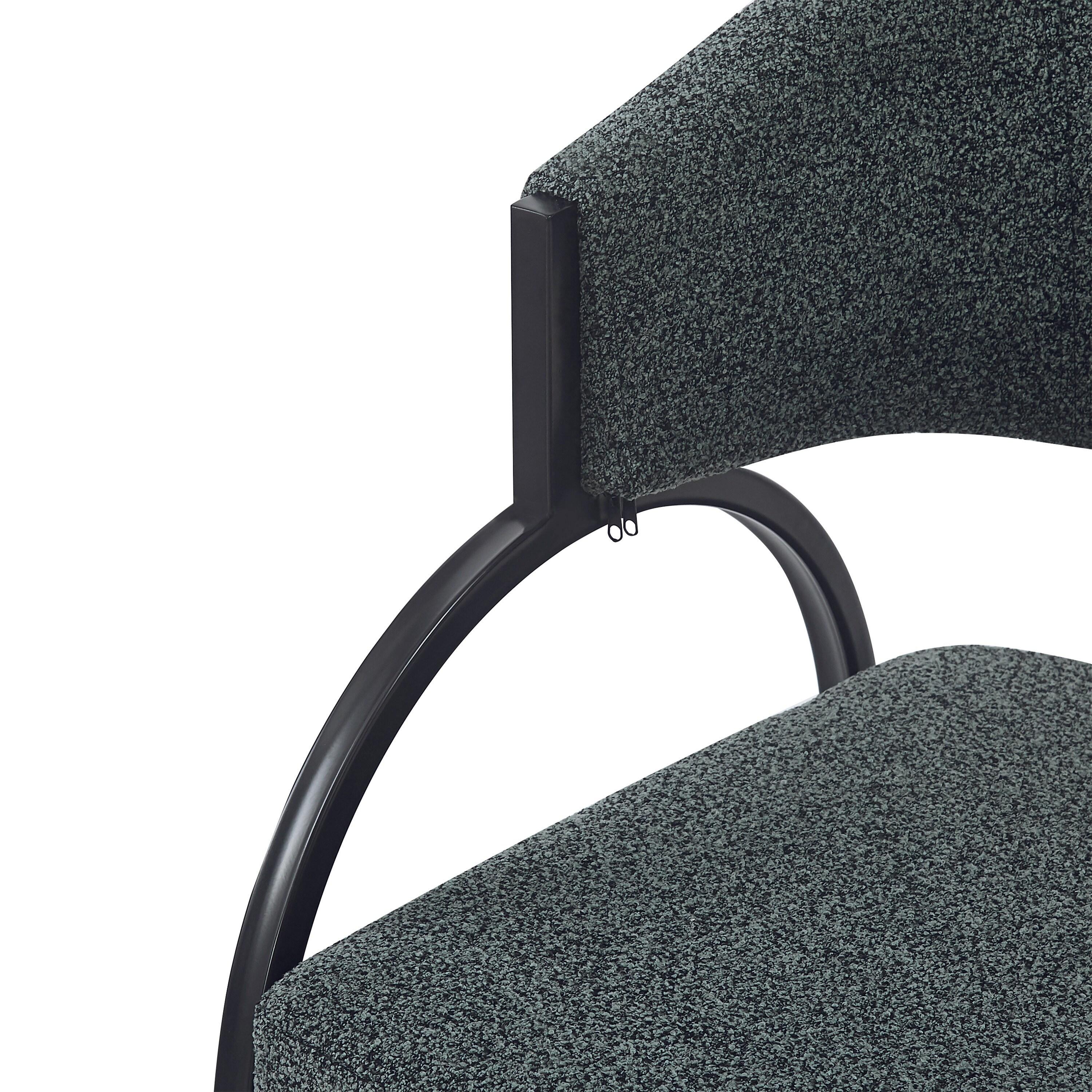 Christopher Knight Home Hayden Upholstered Armrest Dining Chairs with Metal Legs (Set of 2), Dark Green/Black