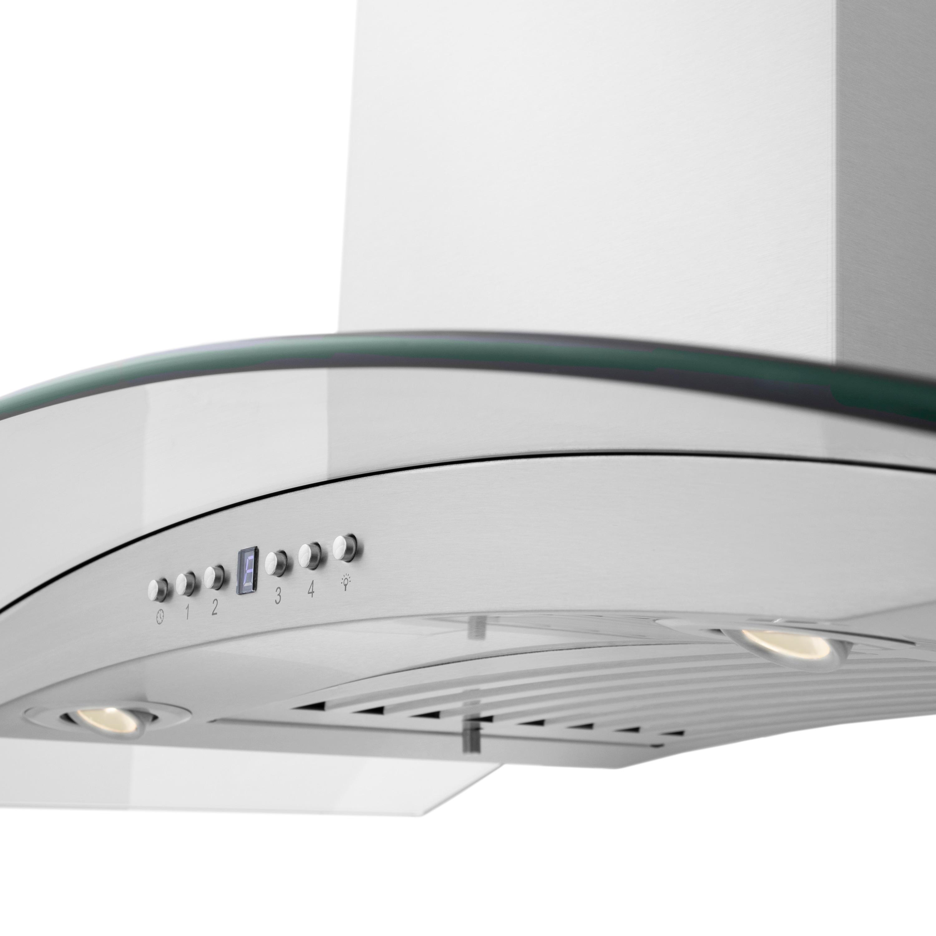 ZLINE 36 in. Convertible Vent Convertible Vent Wall Mount Range Hood in Stainless Steel & Glass (KN4-36)