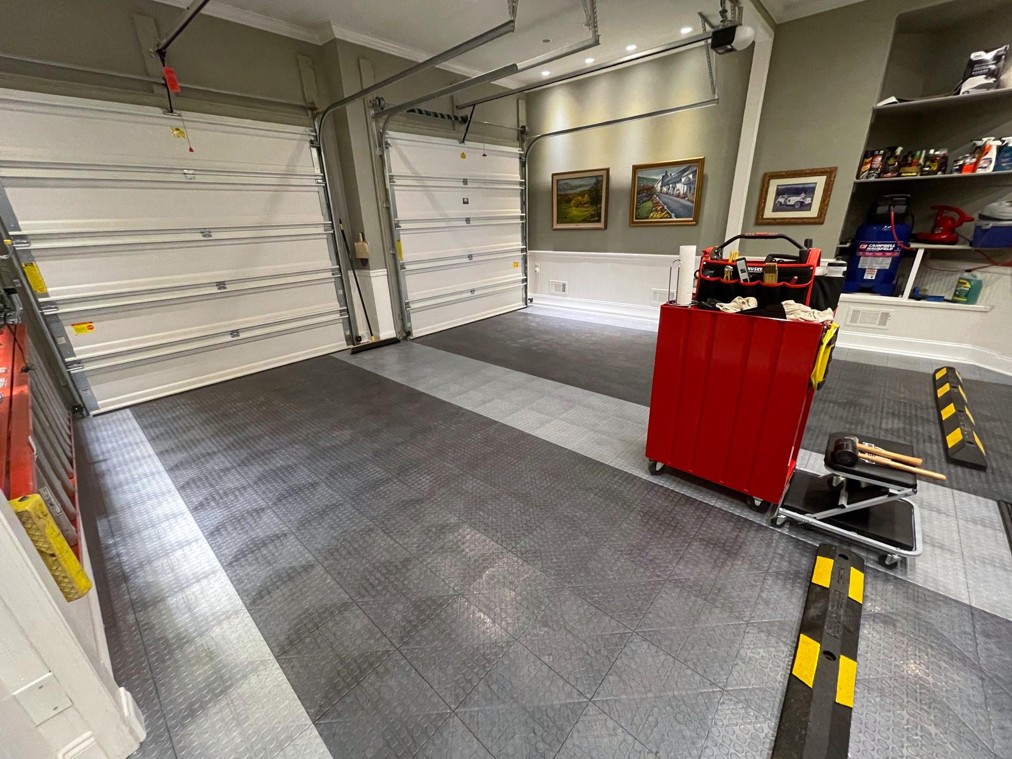 GarageDeck Coin Pattern, Durable Copolymer Interlocking Modular Non-Slip Garage Flooring Tile, Graphite