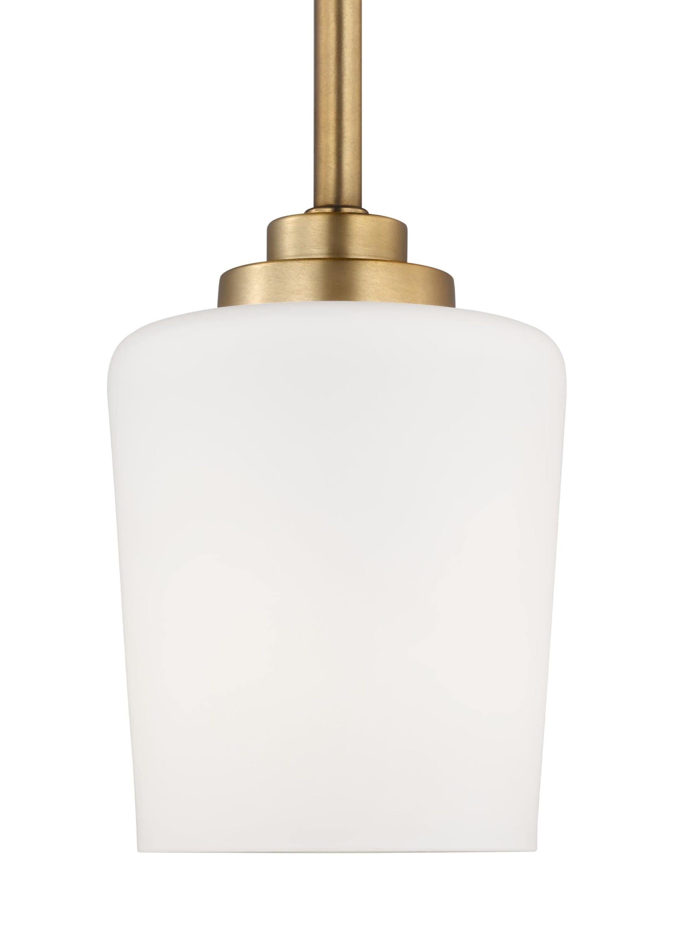 Satin Brass Windom Mini-Pendant with Etched White Glass