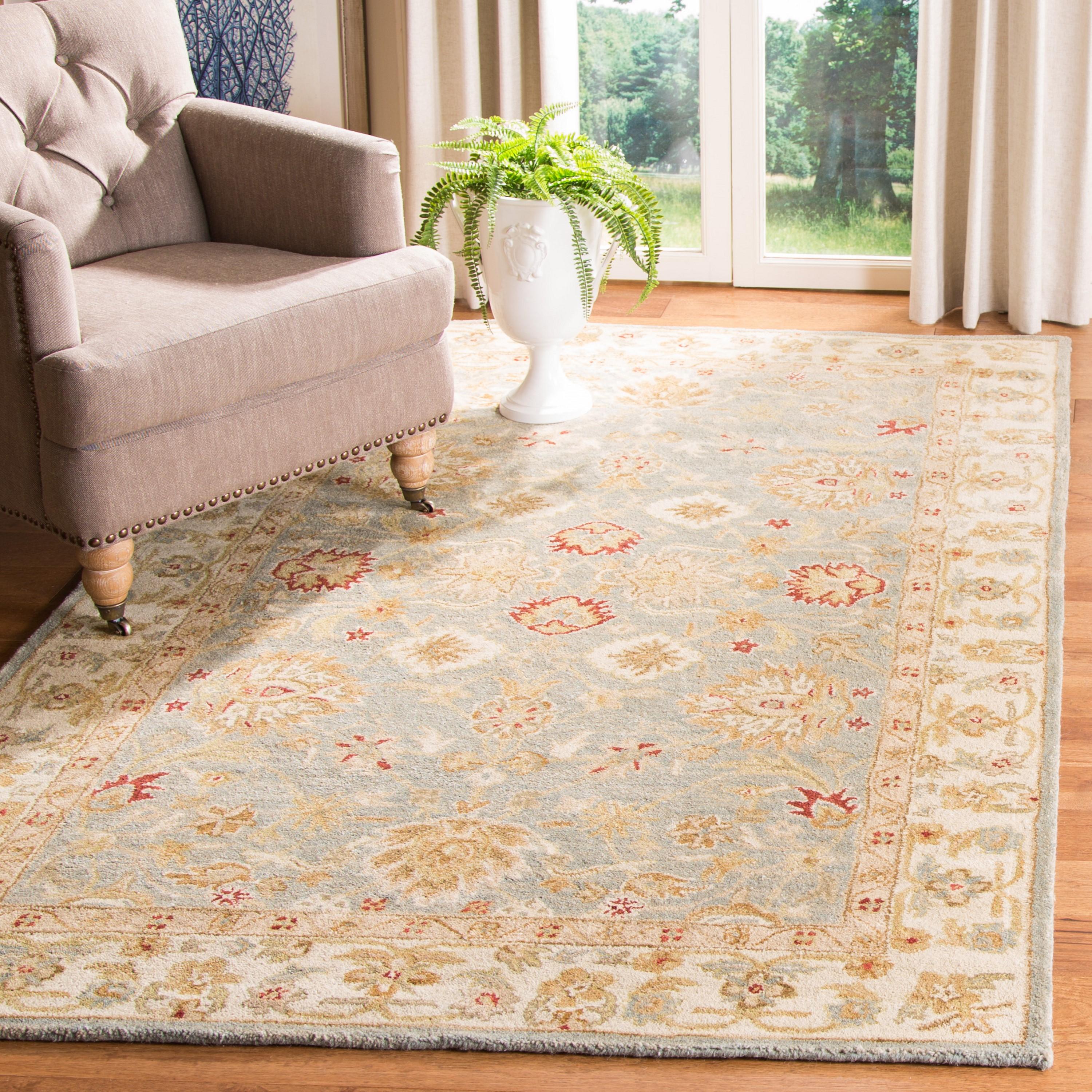 Antiquity AT822 Hand Tufted Area Rug - Grey Blue/Beige - 8'x8' - Safavieh.