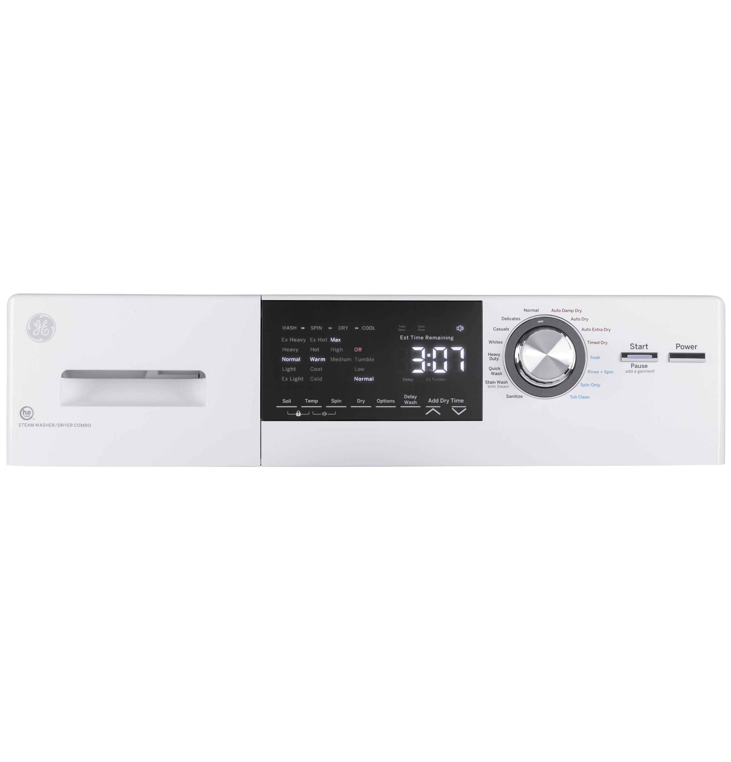 GE Appliances All-In-One Combo Unit with 2.4 Cubic Feet Front Load Washer and 2.4 Cubic Feet Electric Dryer