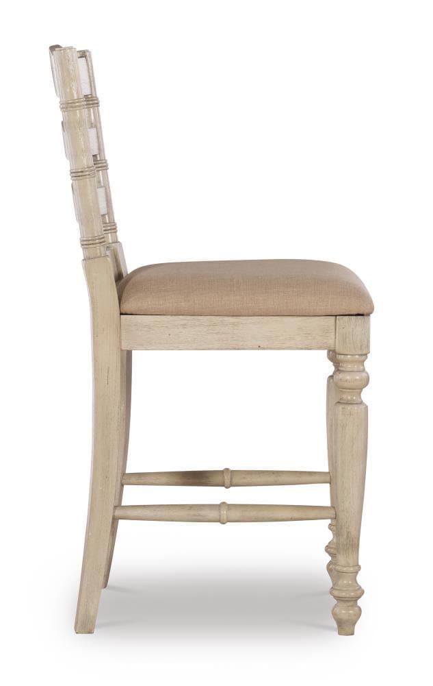 24" Marino Padded Seat Counter Height Barstool Upholstered Seat and Back White - Linon: Rubberwood Frame, Foam Fill, Ladder-Back Design
