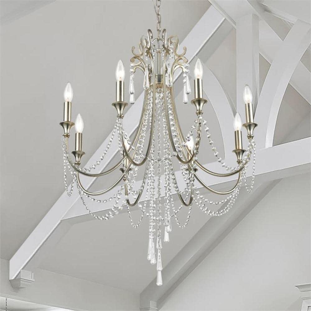 Crystorama Lighting ARC-1908-SA-CL-MWP Arcadia - 8 Light Chandelier   Antique Silver Finish with Clear Hand Cut Crystal