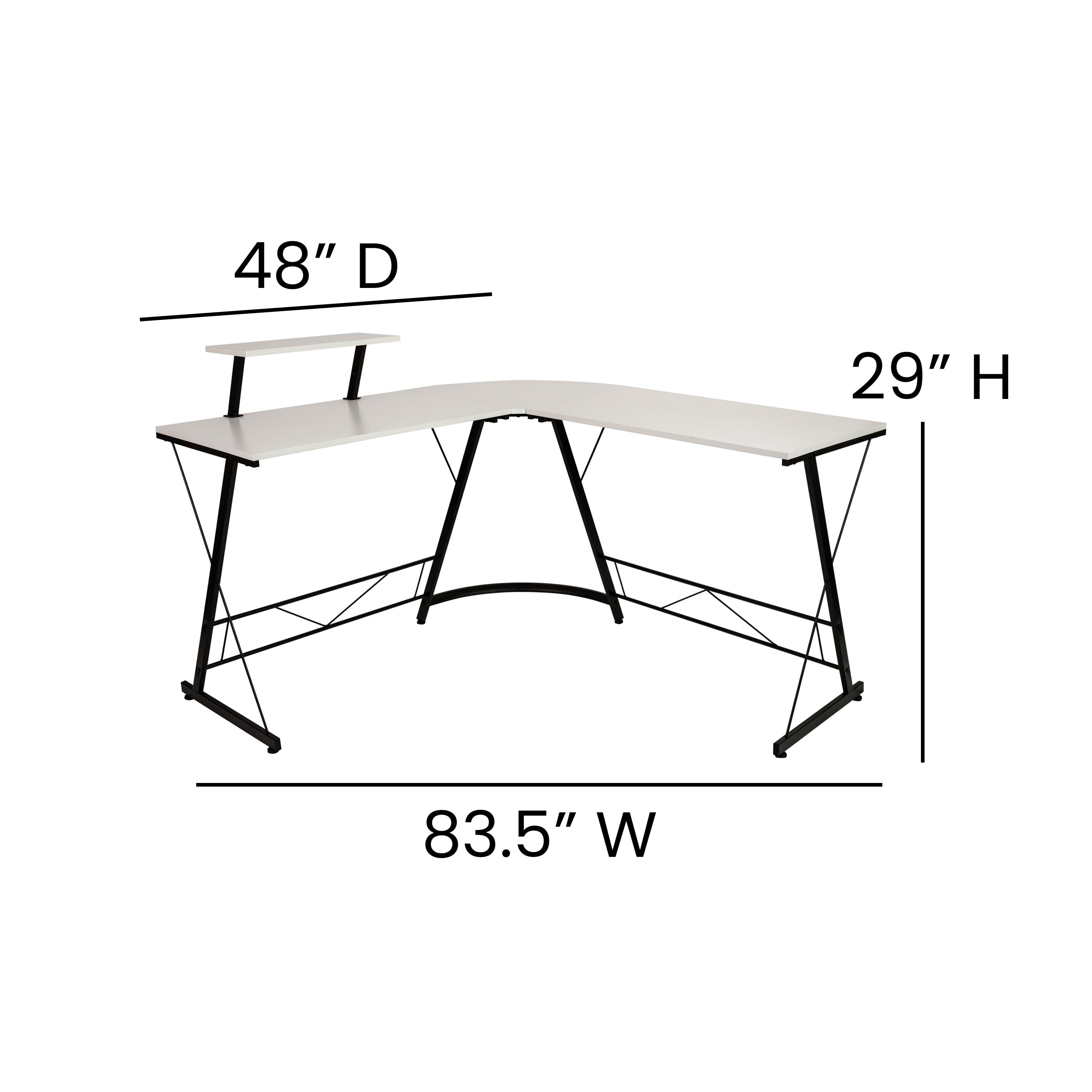 Flash Furniture L-Shaped Desk 71.5" Computer Corner Desk, Home Office Corner Desk, Gaming Desk, Space Saving, Easy to Assemble, White/Black