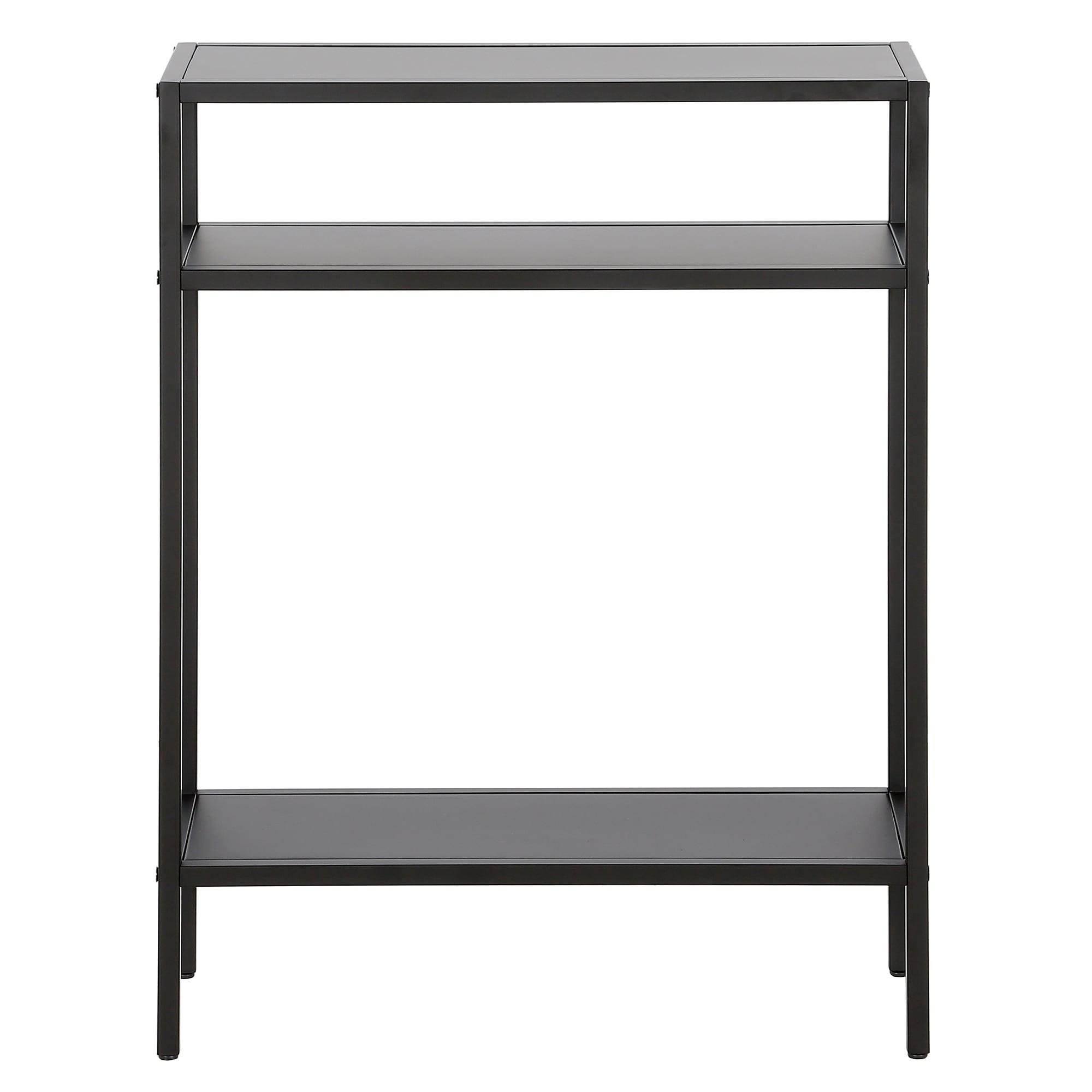 Evelyn&Zoe Ricardo 22" Wide Rectangular Console Table with Metal Shelves, Blackened Bronze