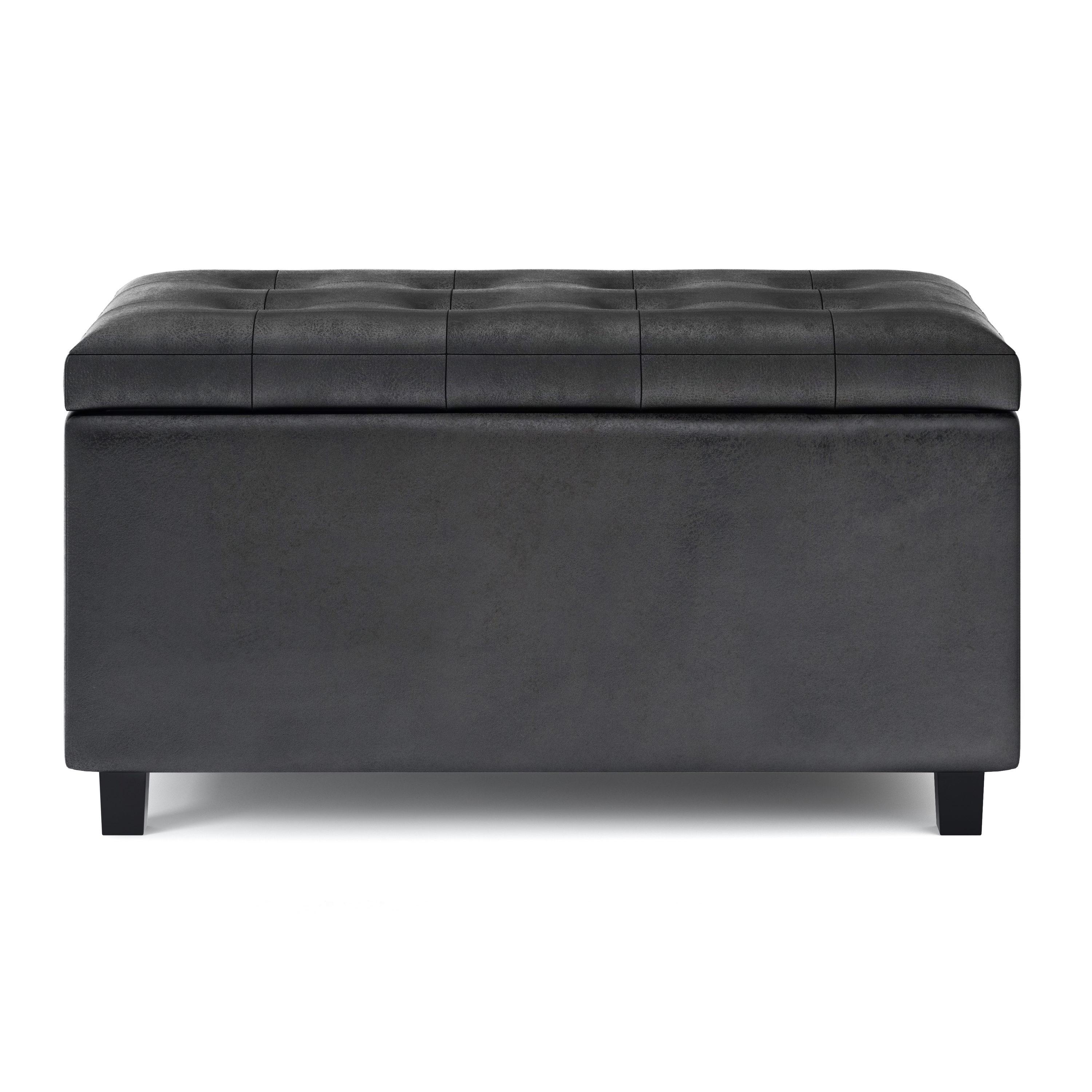 Simpli Home Cosmopolitan Faux Leather Ottoman