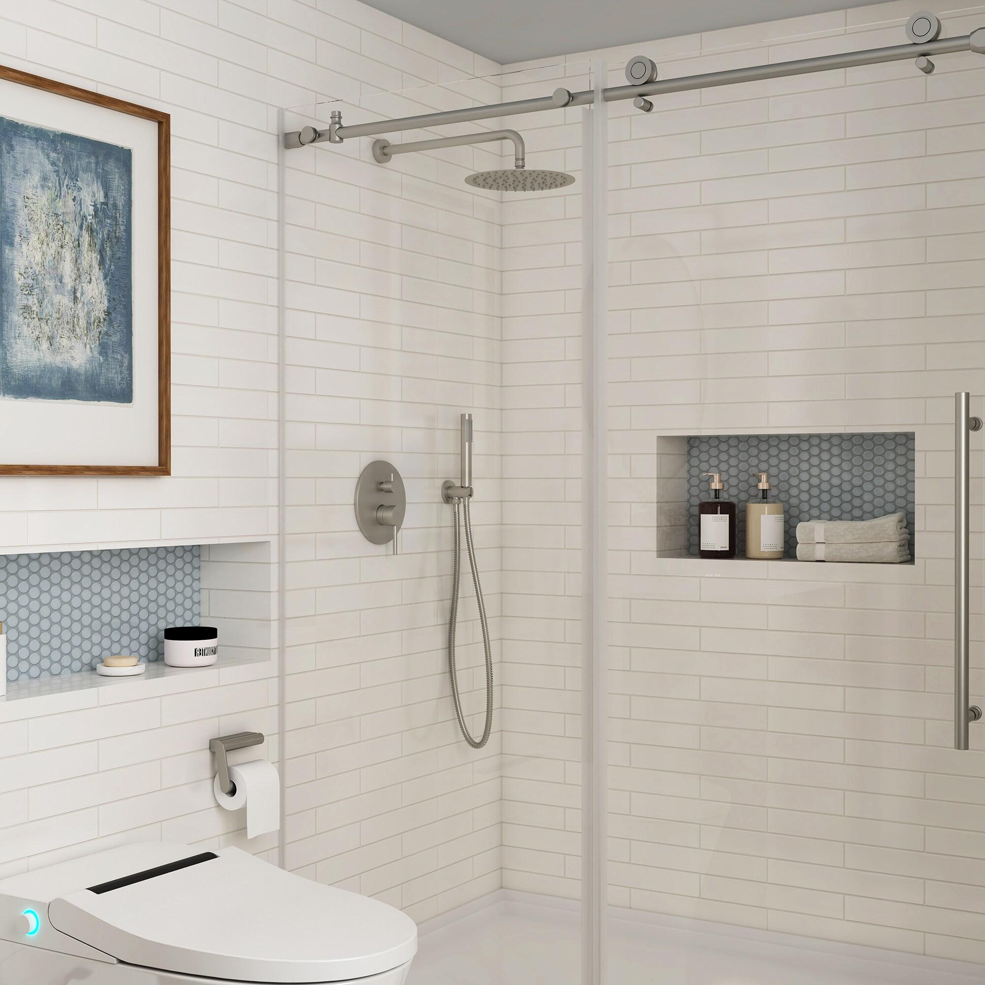 Pressure-Balanced Complete Shower System with 10-Inch Rain Shower Head, Handheld, Rough-in Valve