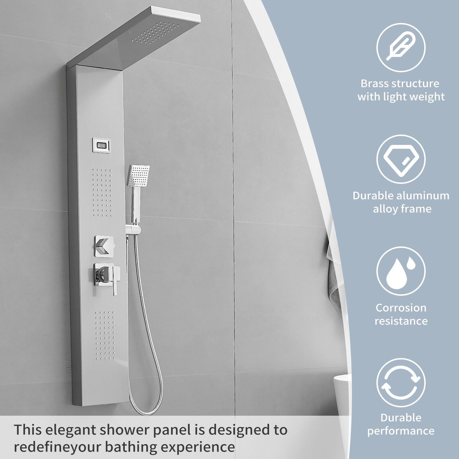 BWE 2-Jet Rainfall Shower Tower Shower Panel System with Rainfall Shower Head and Shower Wand