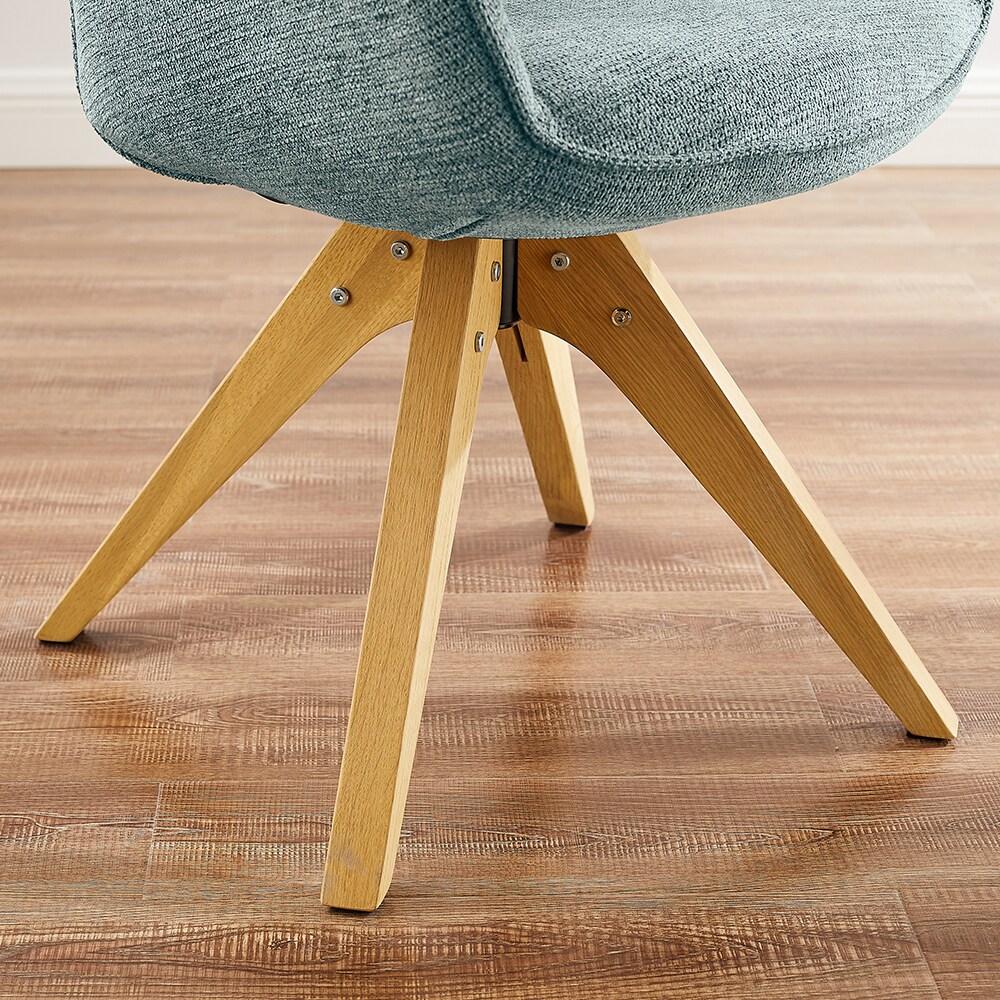 Art Leon Mid Century Accent Chair Fabric Swivel Beech Wood Legs, Light Blue