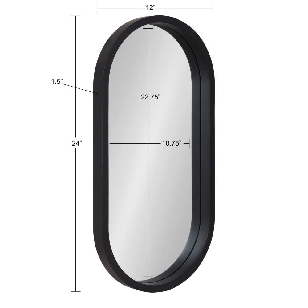 Kate & Laurel All Things Decor 12"x24" Travis Oval Wall Mirror Black: Modern Style, MDF Frame, No Assembly Required