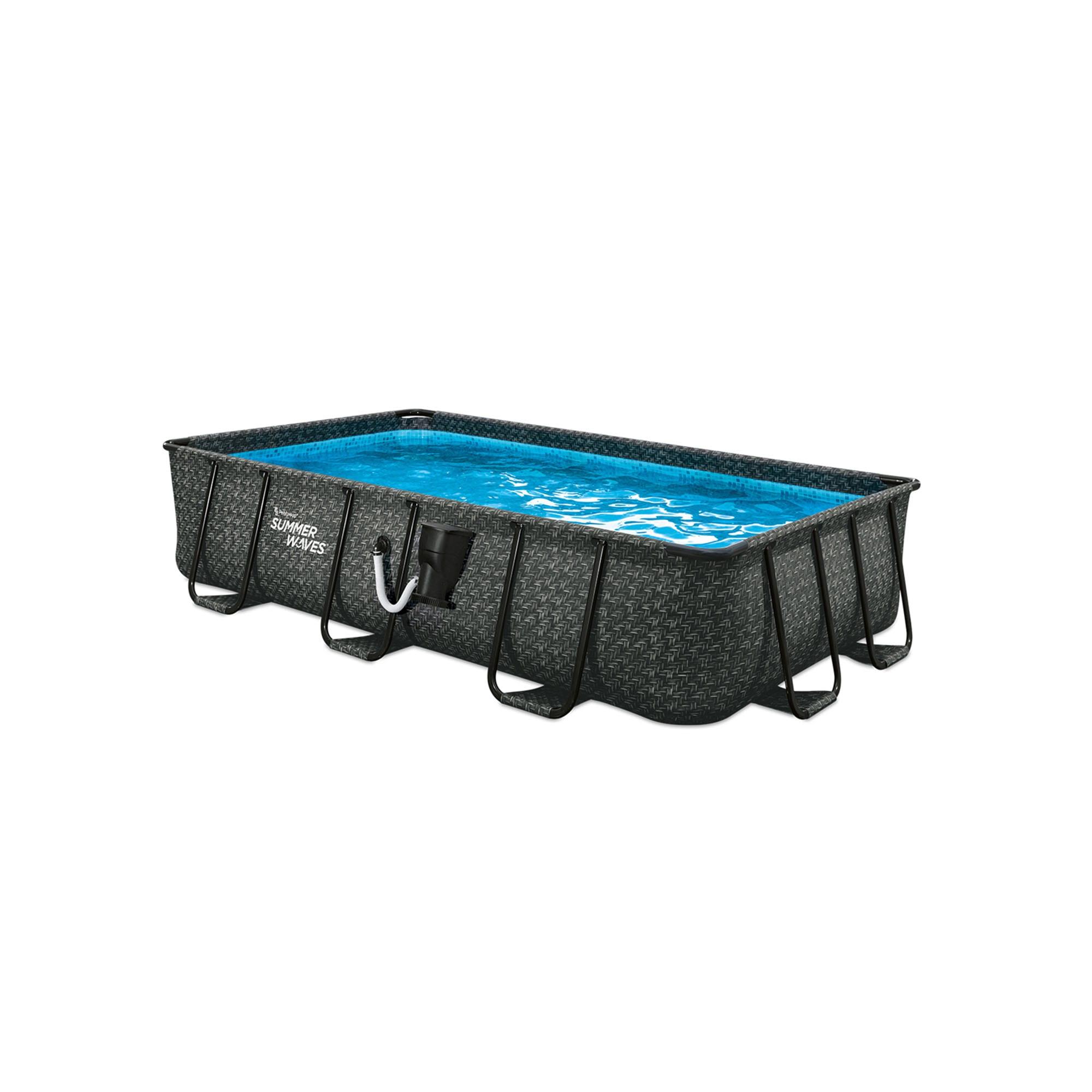 Summer Waves 14 Foot Dark Herringbone Rectangular Pool with Filter Pump