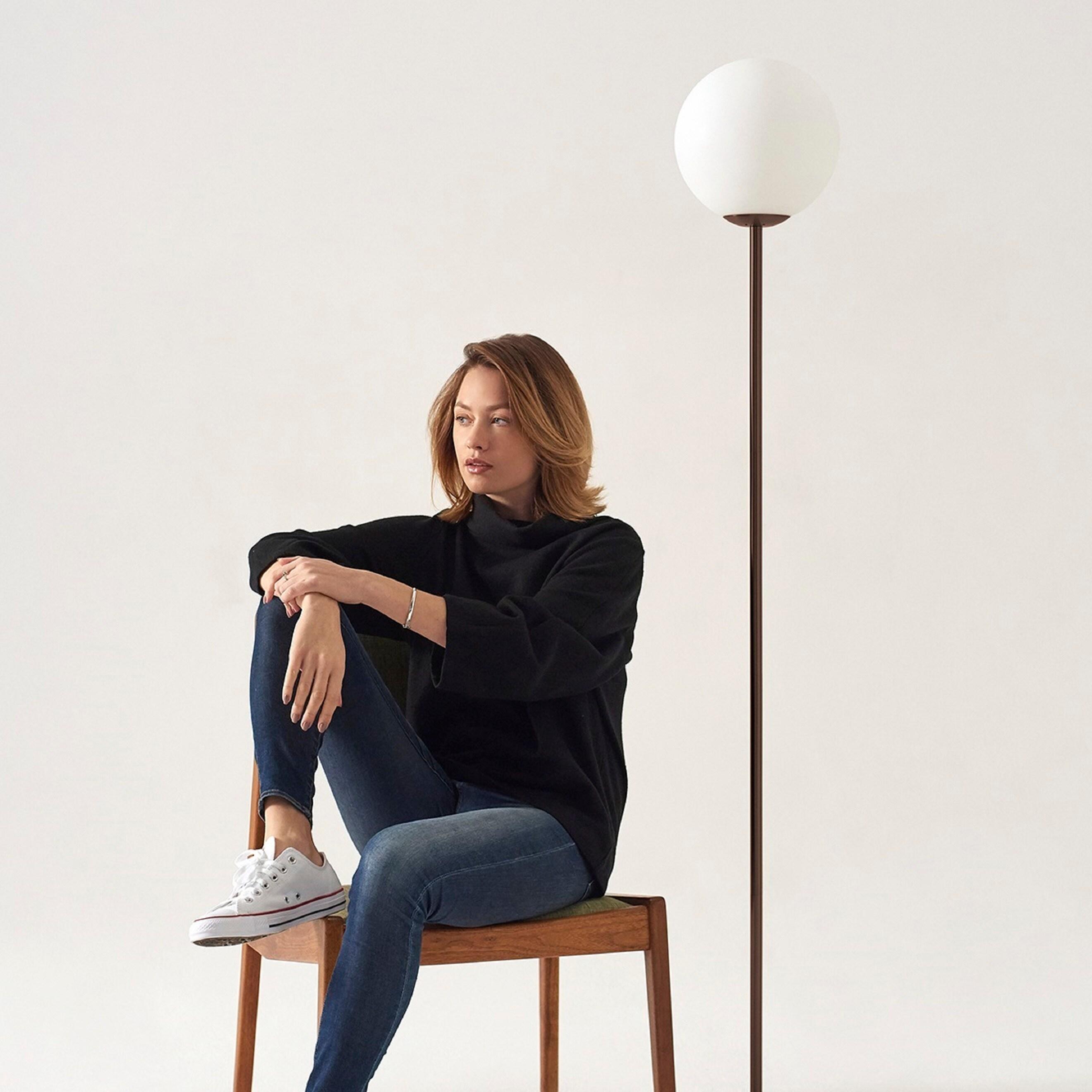 Luna 65 in. Modern LED Energy Efficient Floor Lamp with Frosted Glass Globe Shade