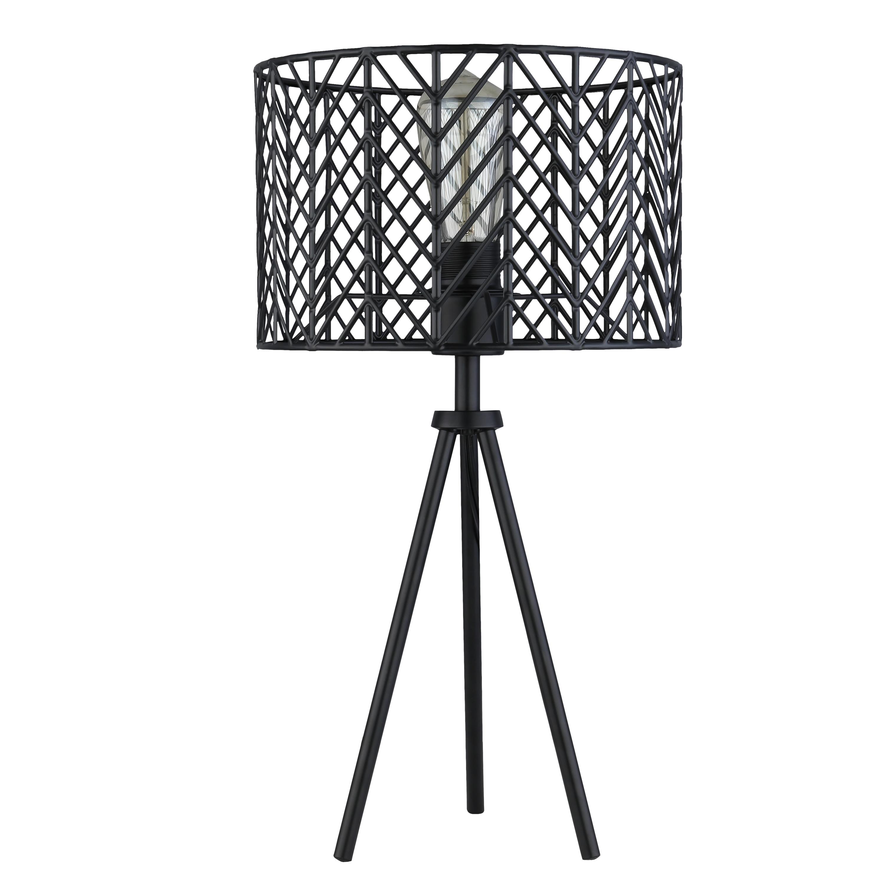 18.5" Ingrid Cage Shade Metal Tripod Table Lamp Black - River of Goods: Modern Accent for Living Room, Inline Switch