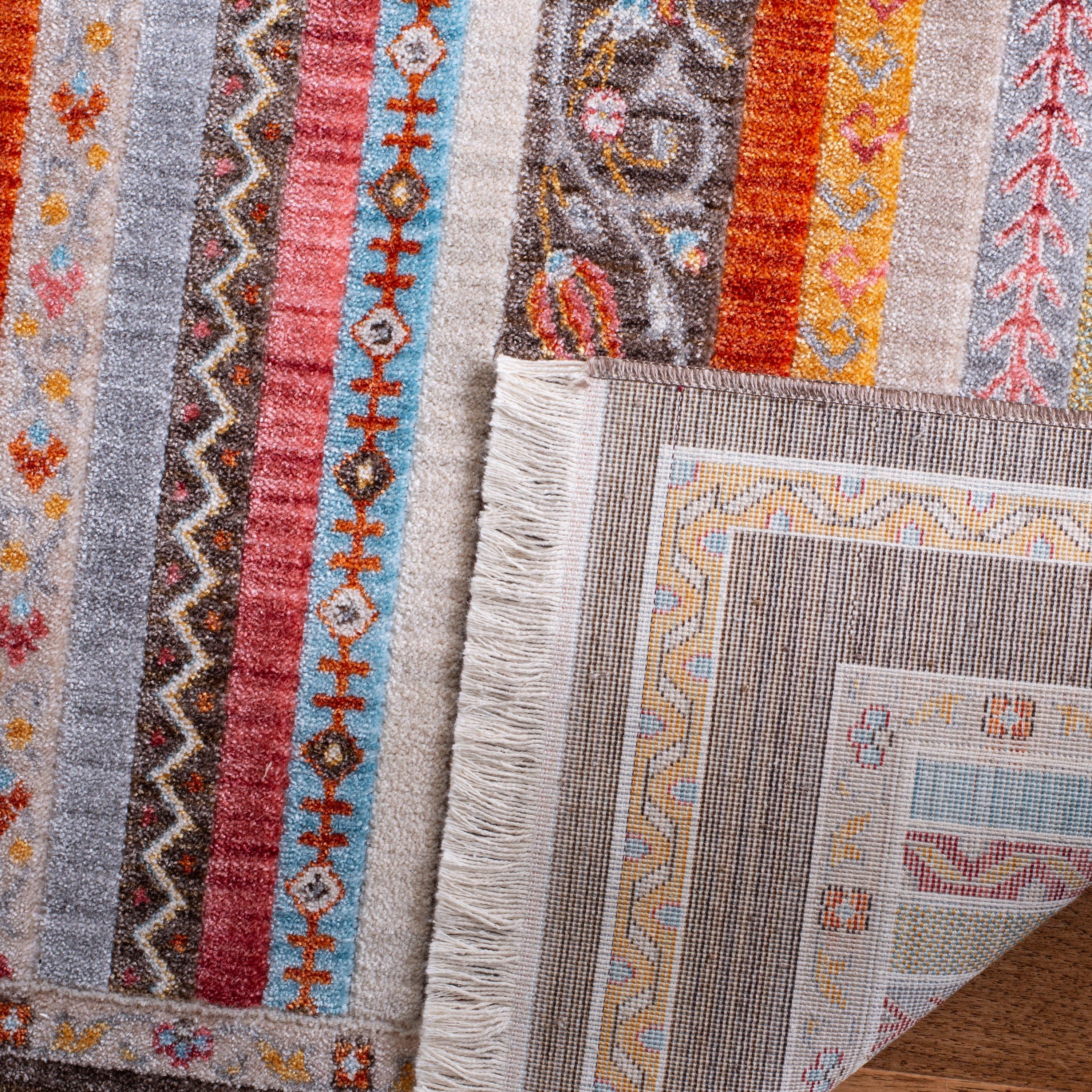 SAFAVIEH Bokhara Caolan Colorful Striped Polyester Area Rug, Brown/Yellow, 8' x 10'