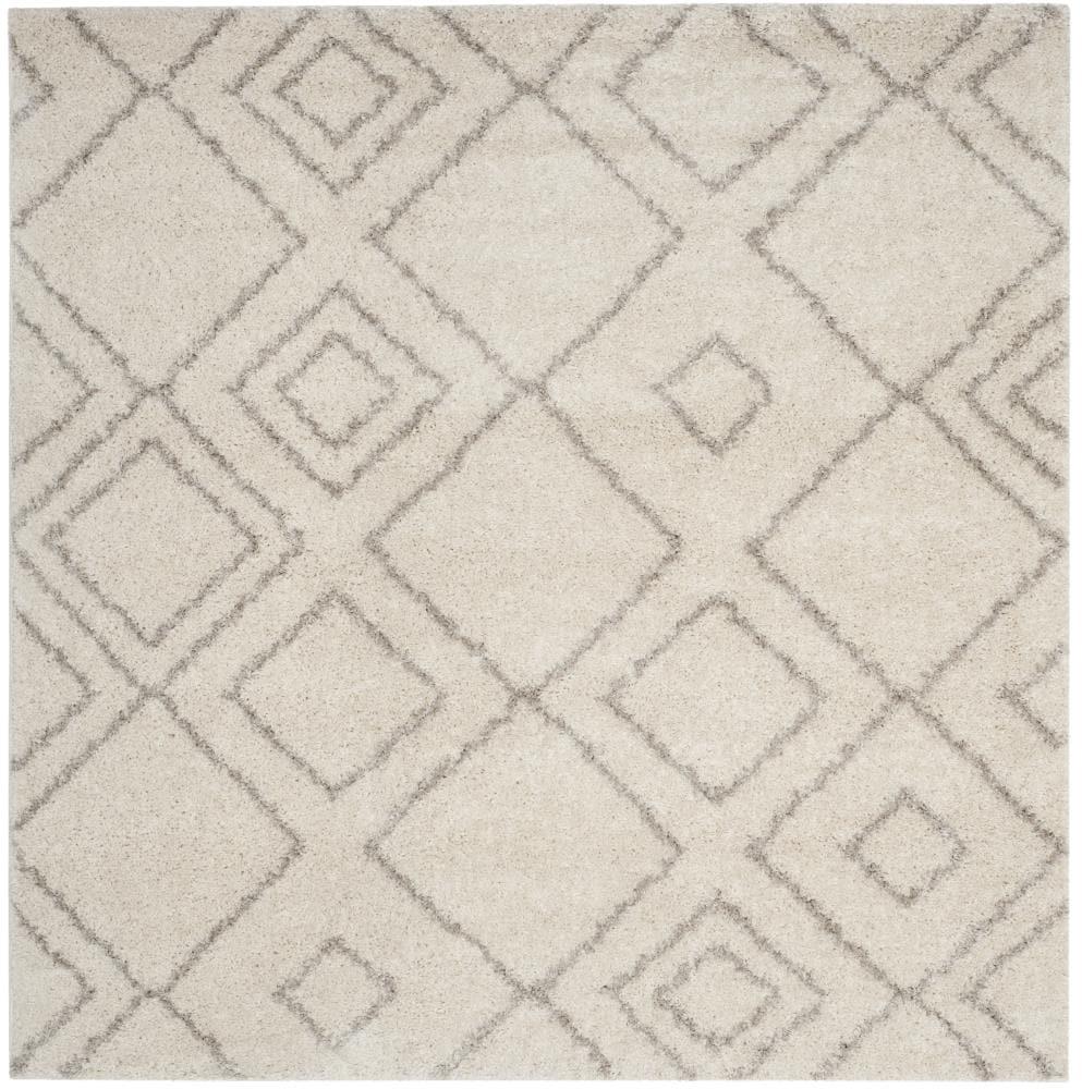 Arizona Shag ASG744 Power Loomed Indoor Area Rug - Ivory/Beige - 6'7"x6'7" - Safavieh