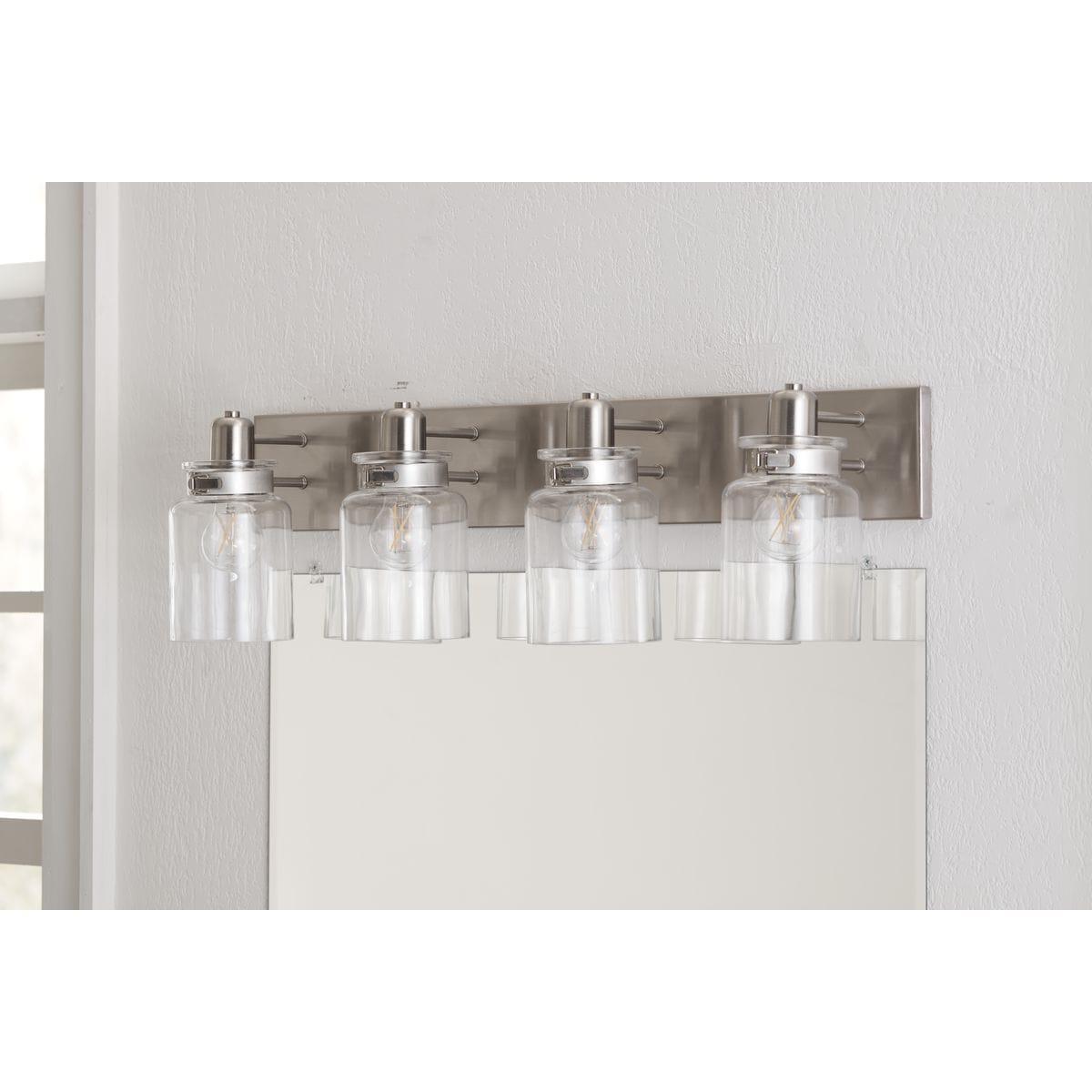 Calhoun Nickel 4-Light Clear Glass Vanity Light