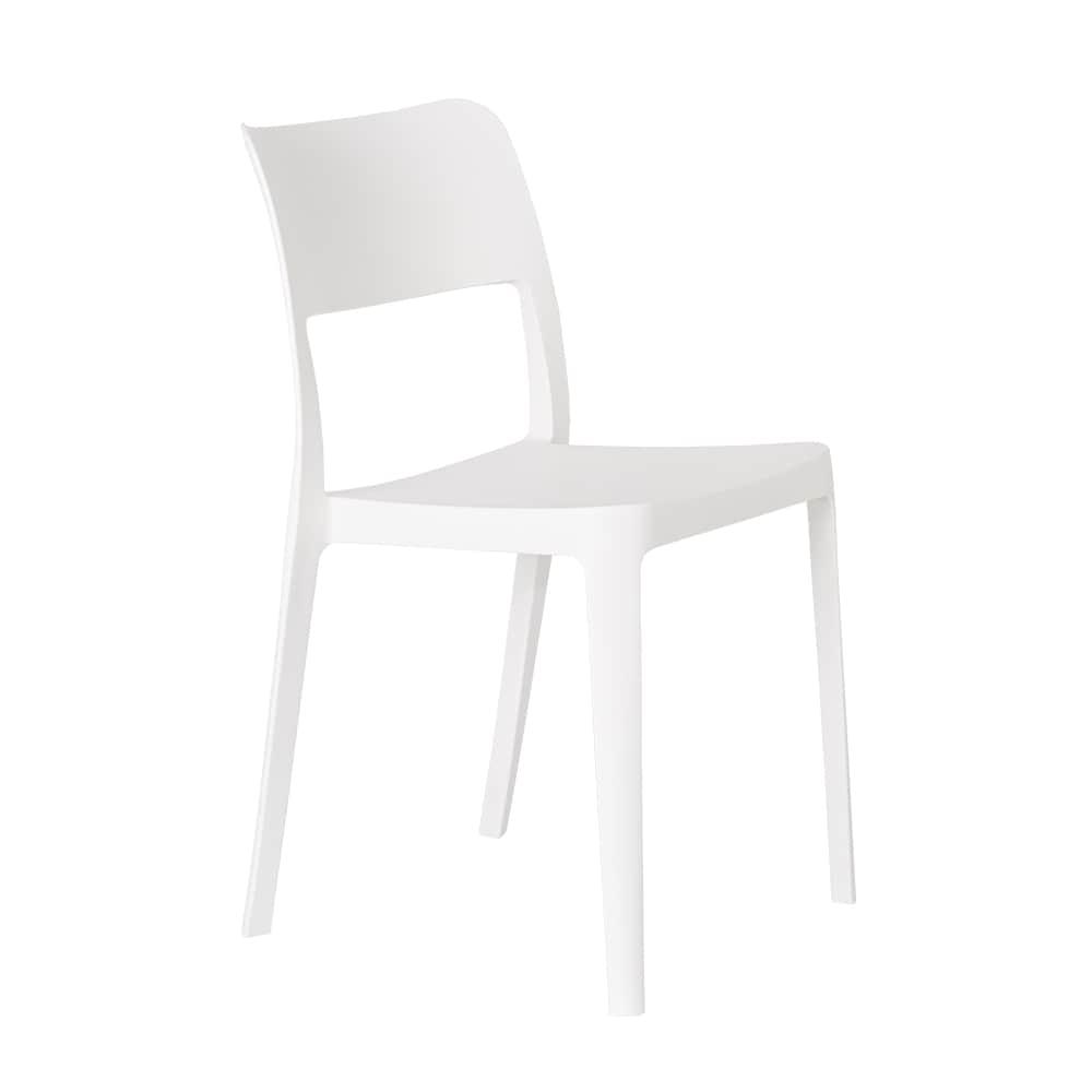 2pk La Vie Stackable Patio Armless Chairs White - Lagoon: Resin Outdoor Furniture, Mold & UV Resistant