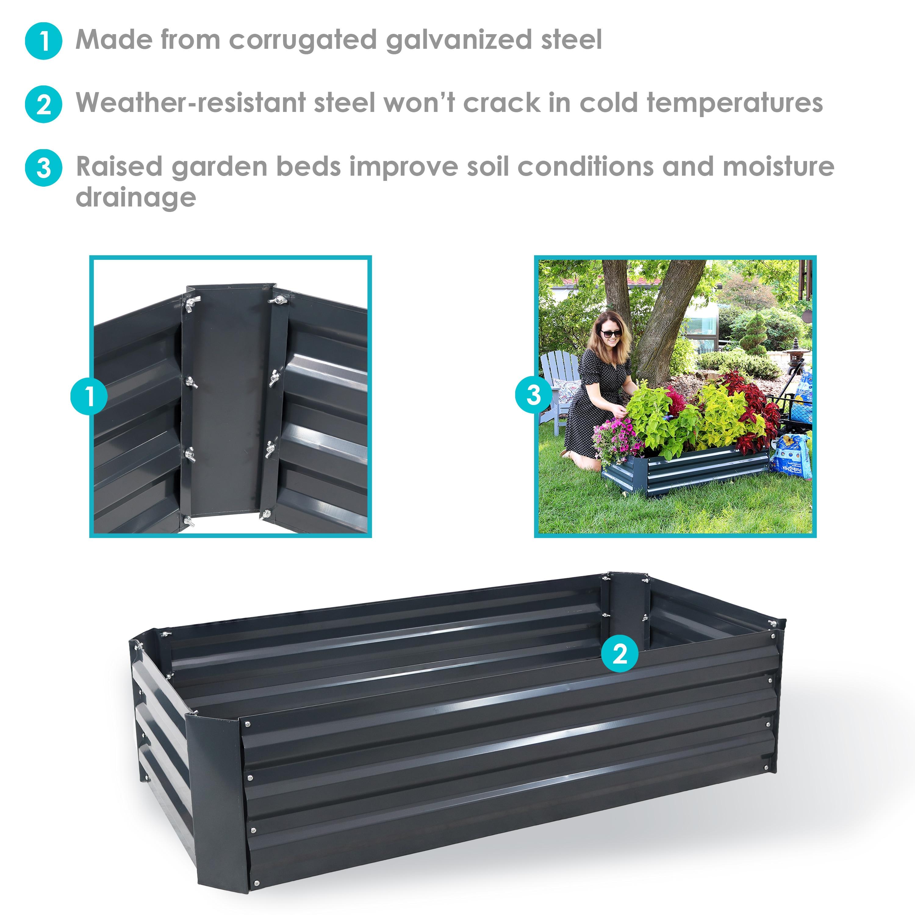 Sunnydaze Hot Dip Galvanized Steel Raised Garden Bed for Plants, Vegetables, and Flowers - 48" L x 11.75" H - Dark Gray