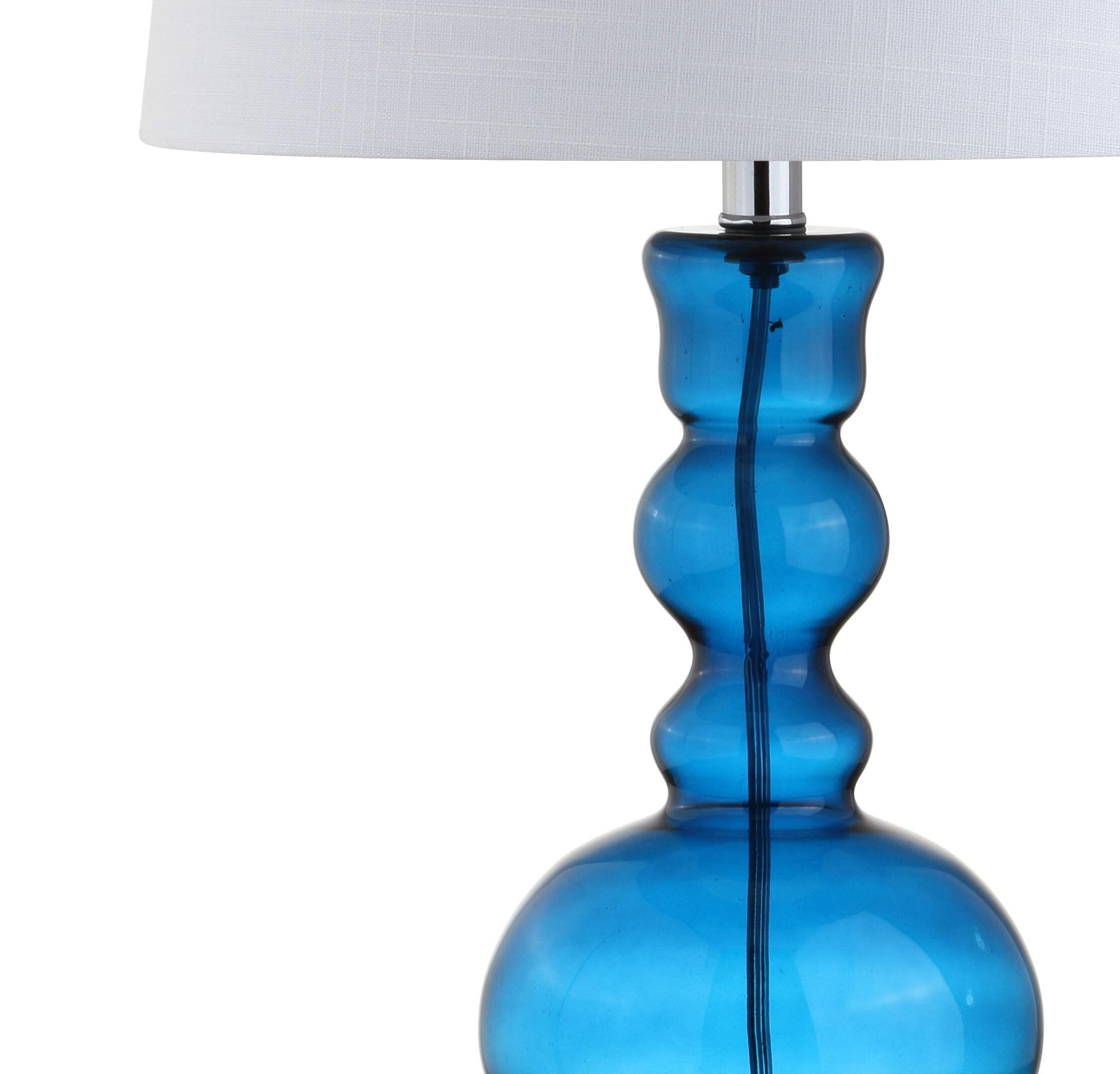 JONATHAN Y JYL1061C-SET2 Genie 28.5" Glass LED Table Lamp, Contemporary, Transitional for living room, dinning room, bedroom, office Bulb Included, Night Blue (Set of 2)