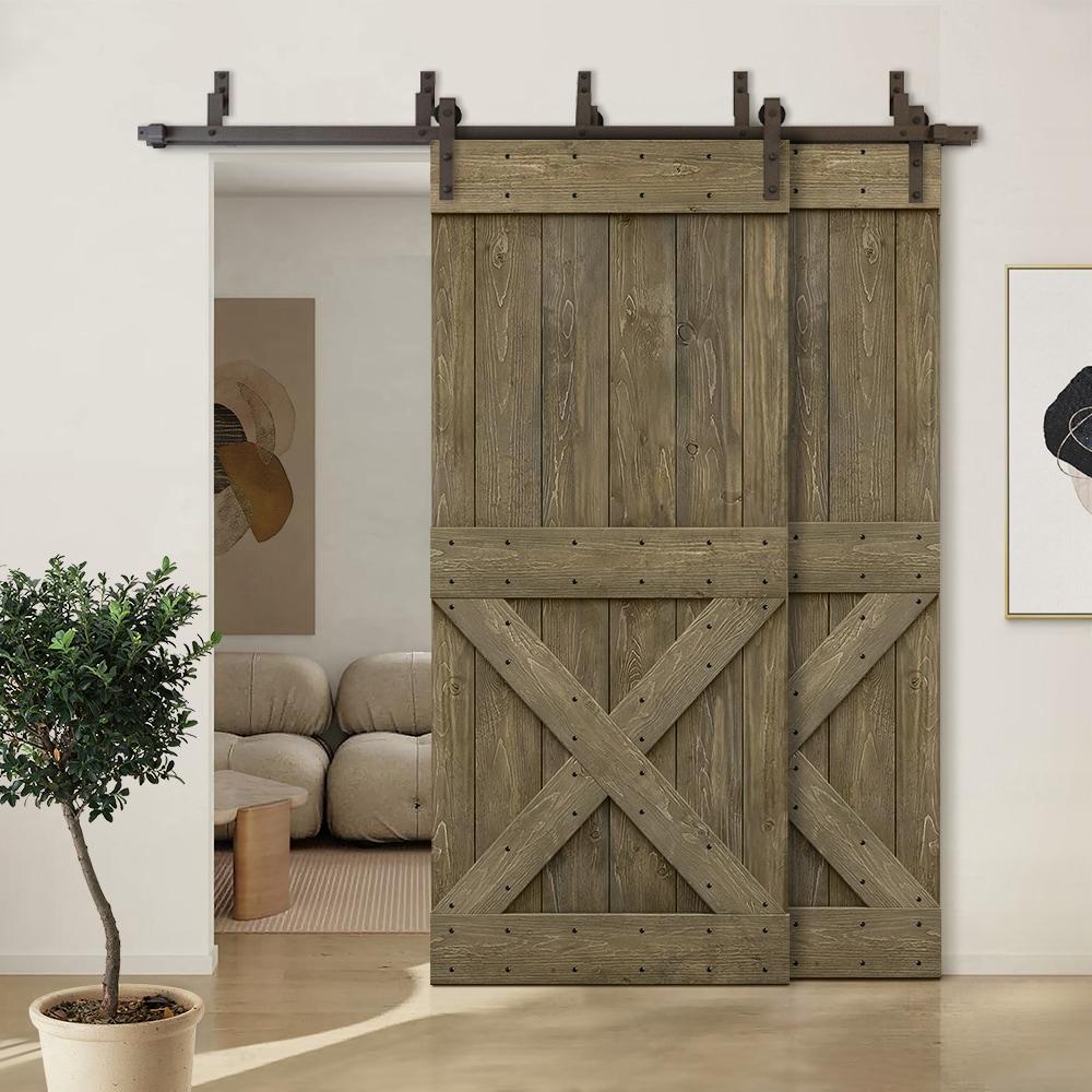 Calhome 84'' Solid Wood Paneled Painted with Installation Hardware Kit Barn Door