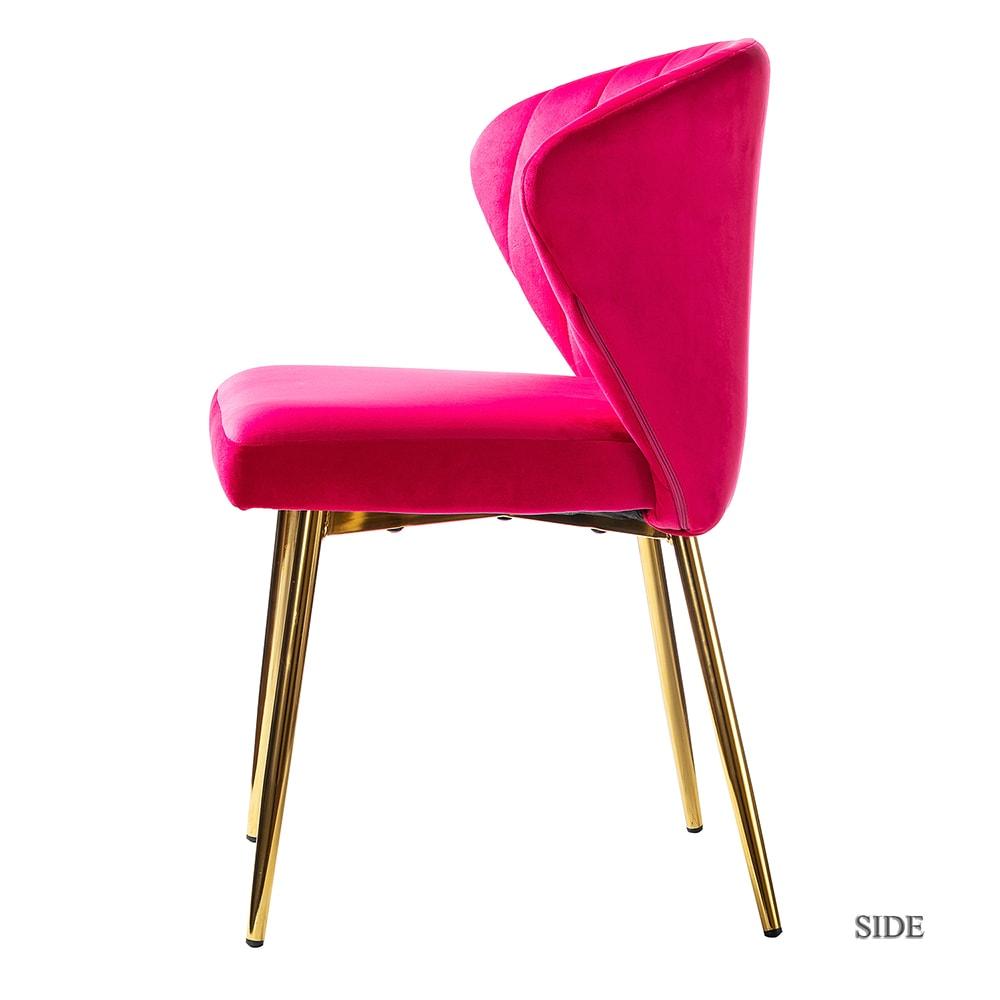 Velvet Dining Chairs Set of 2 Upholstered Wingback Side Chairs Living Room Kitchen Fushia