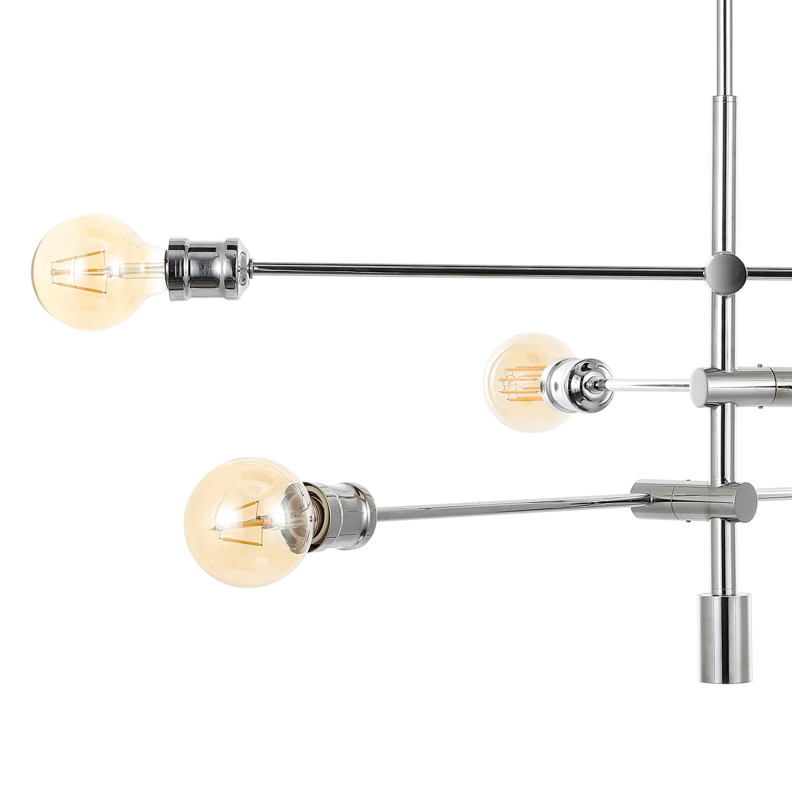 Atlas 36" 6-Light Modern Vintage Iron Arm-Adjustable LED Chandelier, Chrome