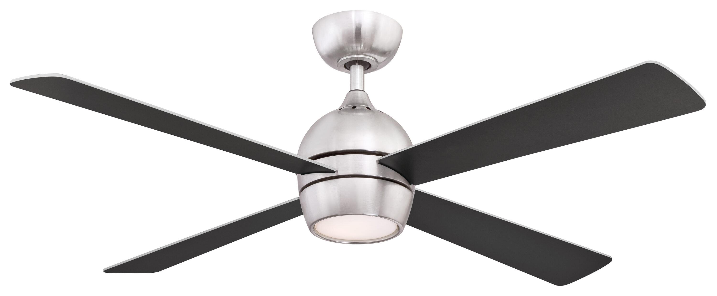 Fanimation Kwad 52 Brushed Nickel Ceiling Fan with LED light