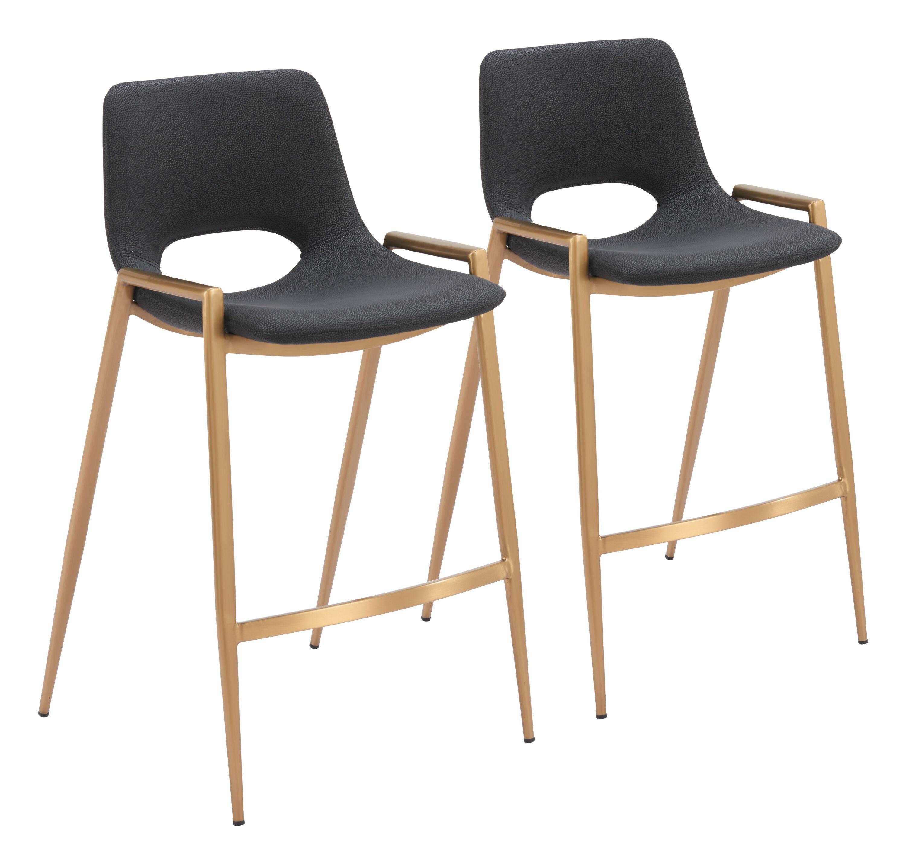 Zuo Hospitality Desi Black Upholstered Counter Stool (Set of 2)