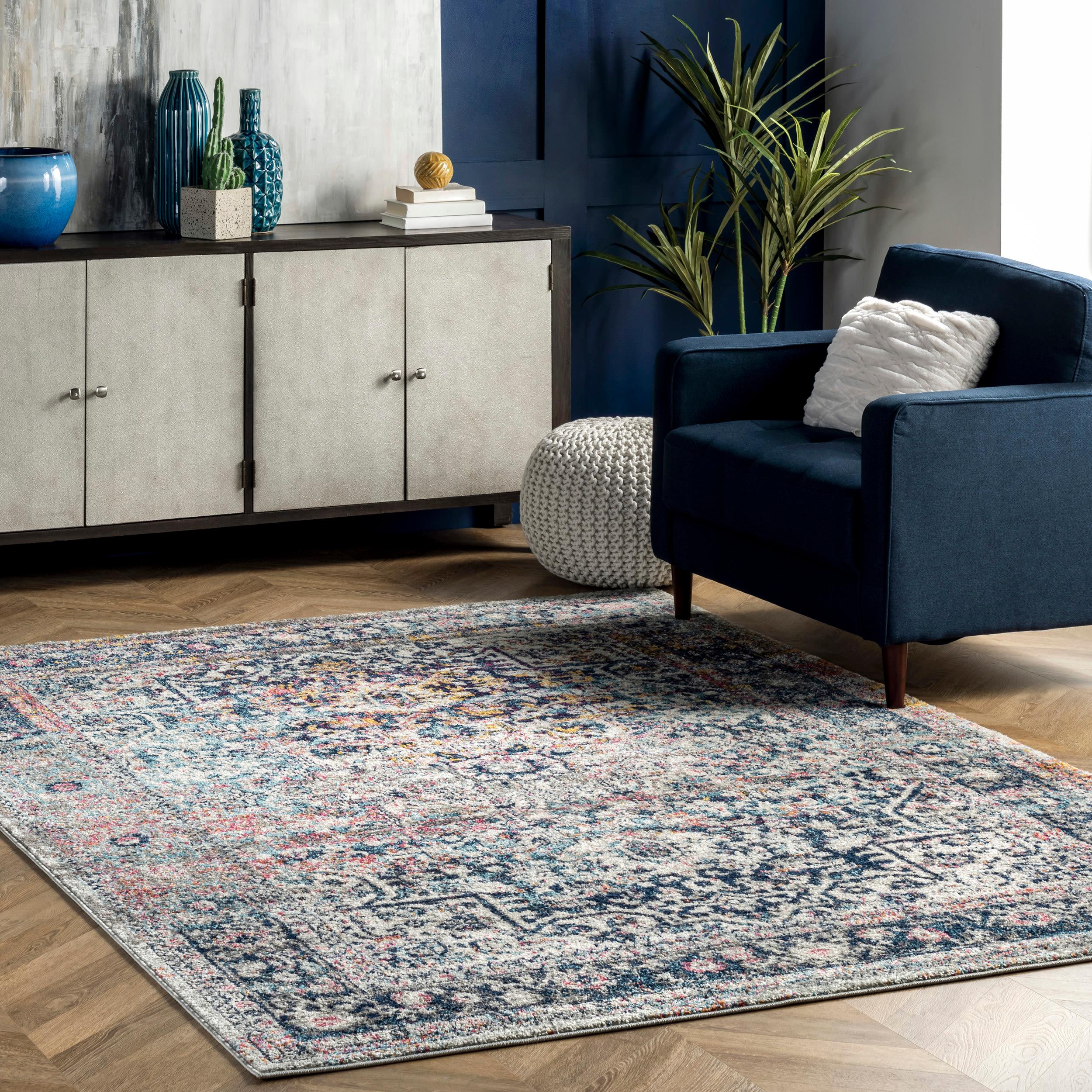 Nuloom Lilah Medallion 2x3 Accent Indoor Area Rug for Living Room Bedroom Dining Room Entryway Kitchen, Blue/Multicolor