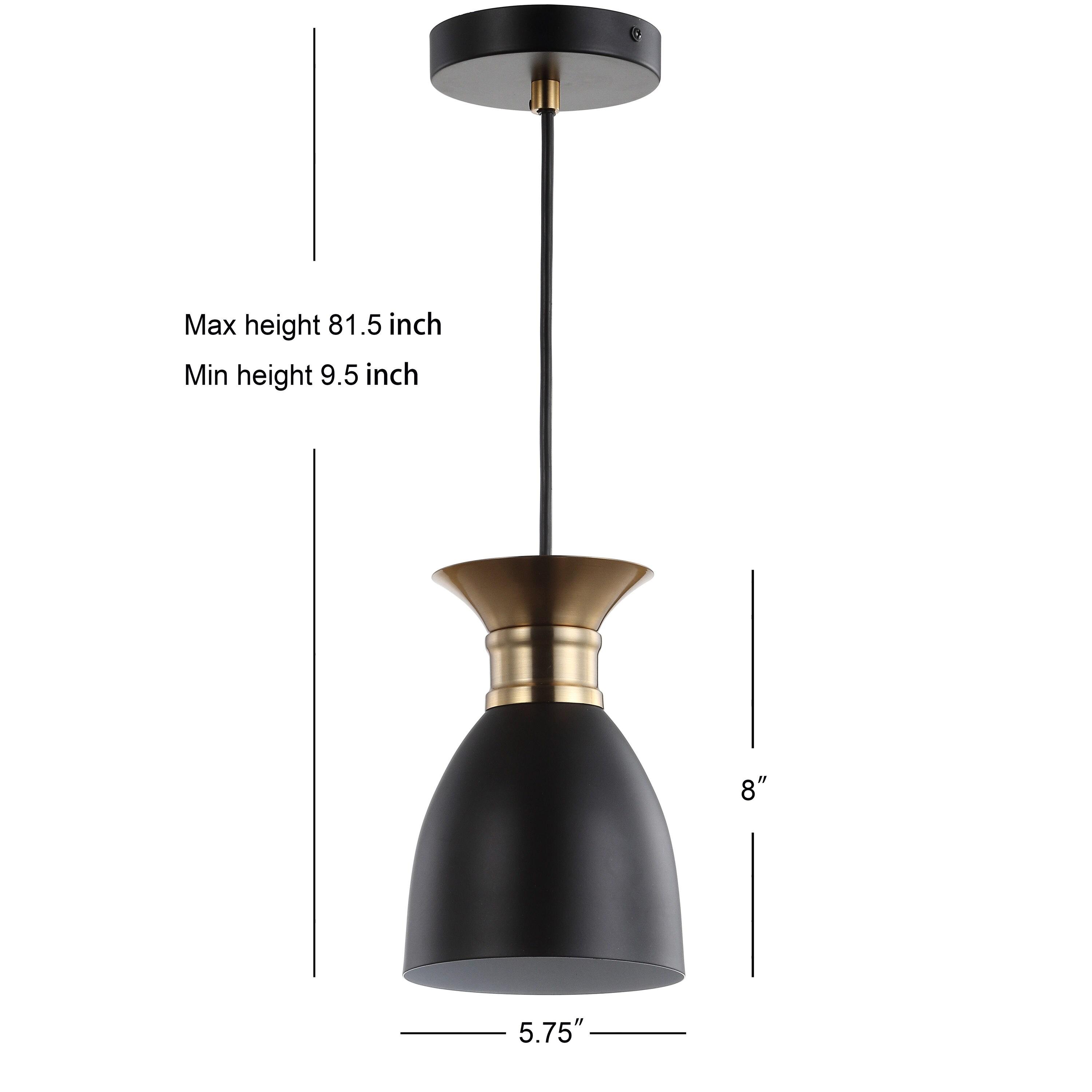 Edison 5.75 in. 1-Light Black/Brass Gold Metal LED Pendant