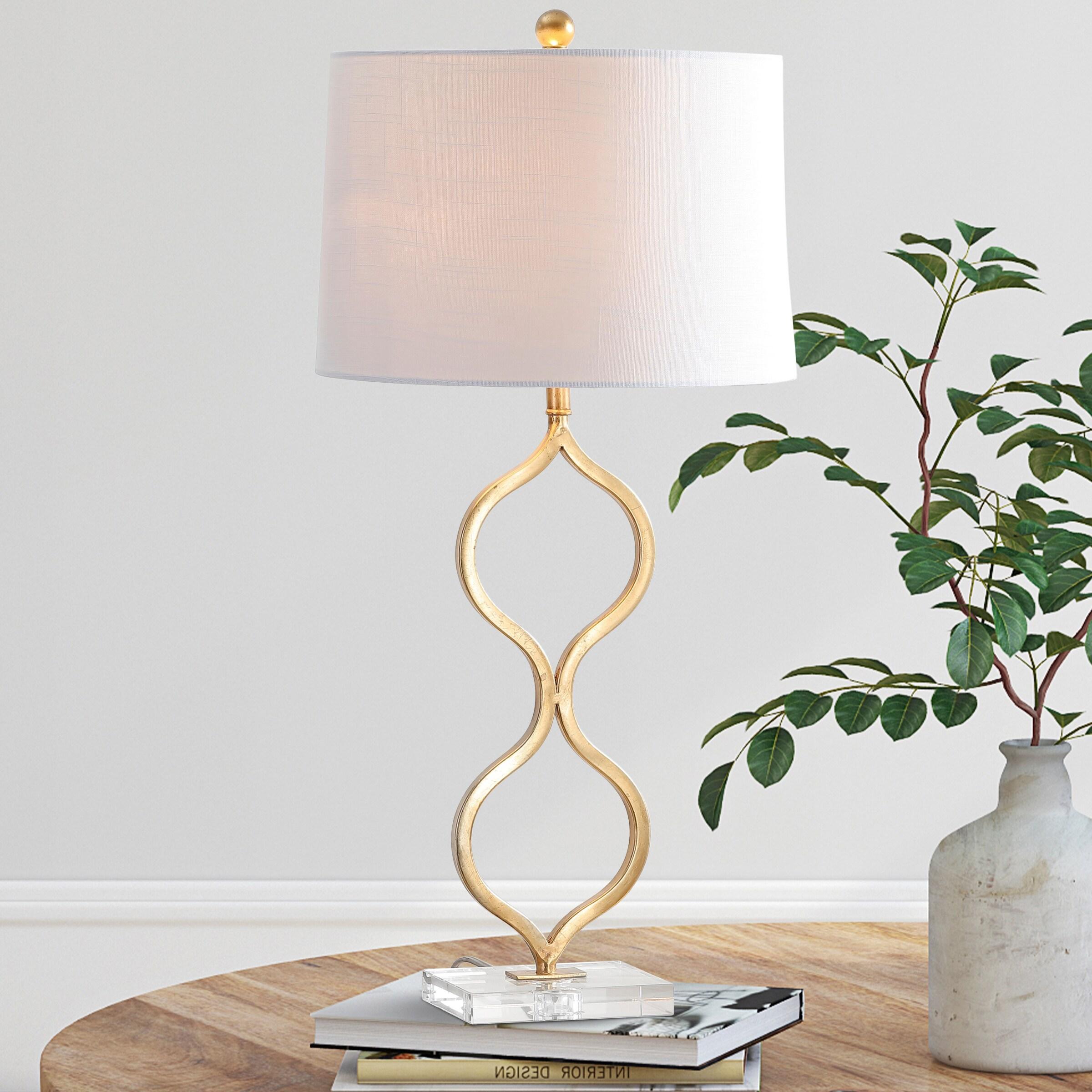 Levi 31.5" Metal/Crystal LED Table Lamp, Gold Leaf