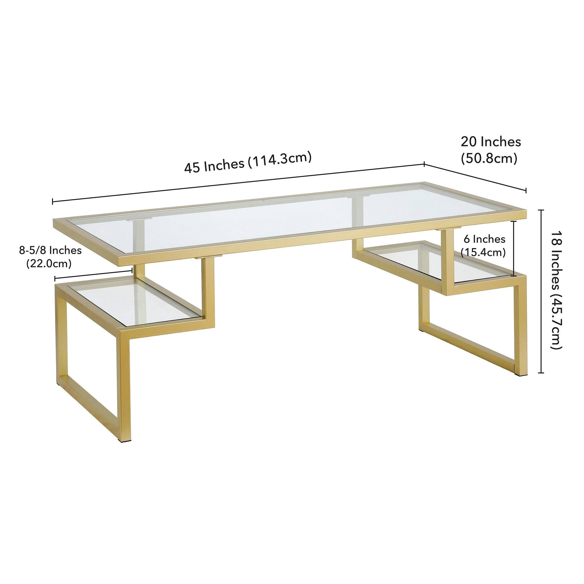 Evelyn&Zoe Zander 45" Wide Rectangular Coffee Table, Brass