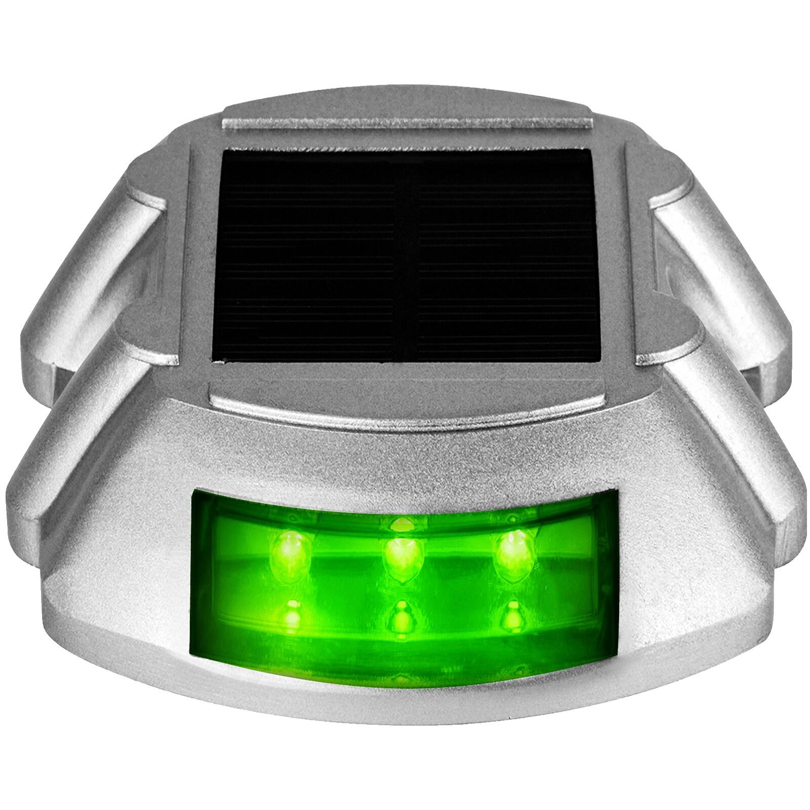 Vevor Solar Driveway Lights, 4-Pack With Switch Button, Waterproof Deck Lights, Wireless Dock 6 LEDs for Path Warning Garden Walkway Sidewalk Steps, LED Bright Green