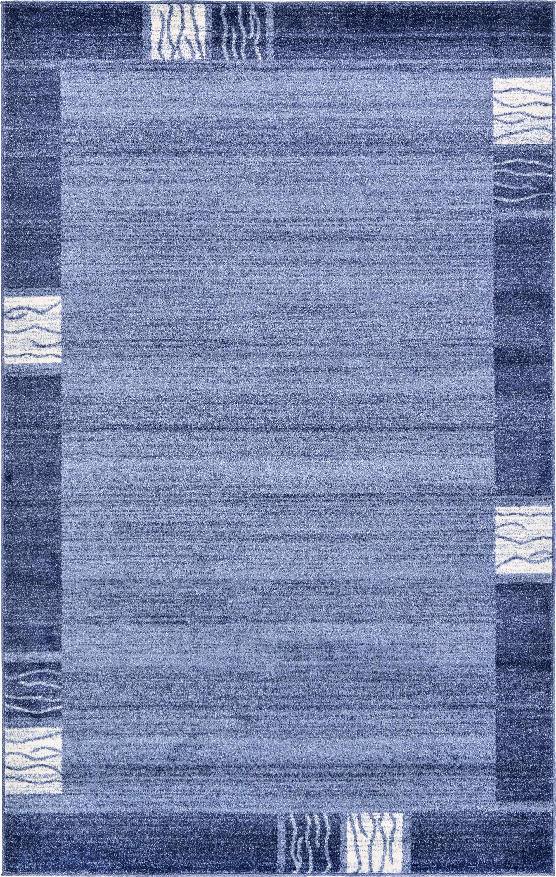 Unique Loom Del Mar Collection Area Rug - Sarah (5' 3" x 8' Rectangle, Light Blue/ Blue)