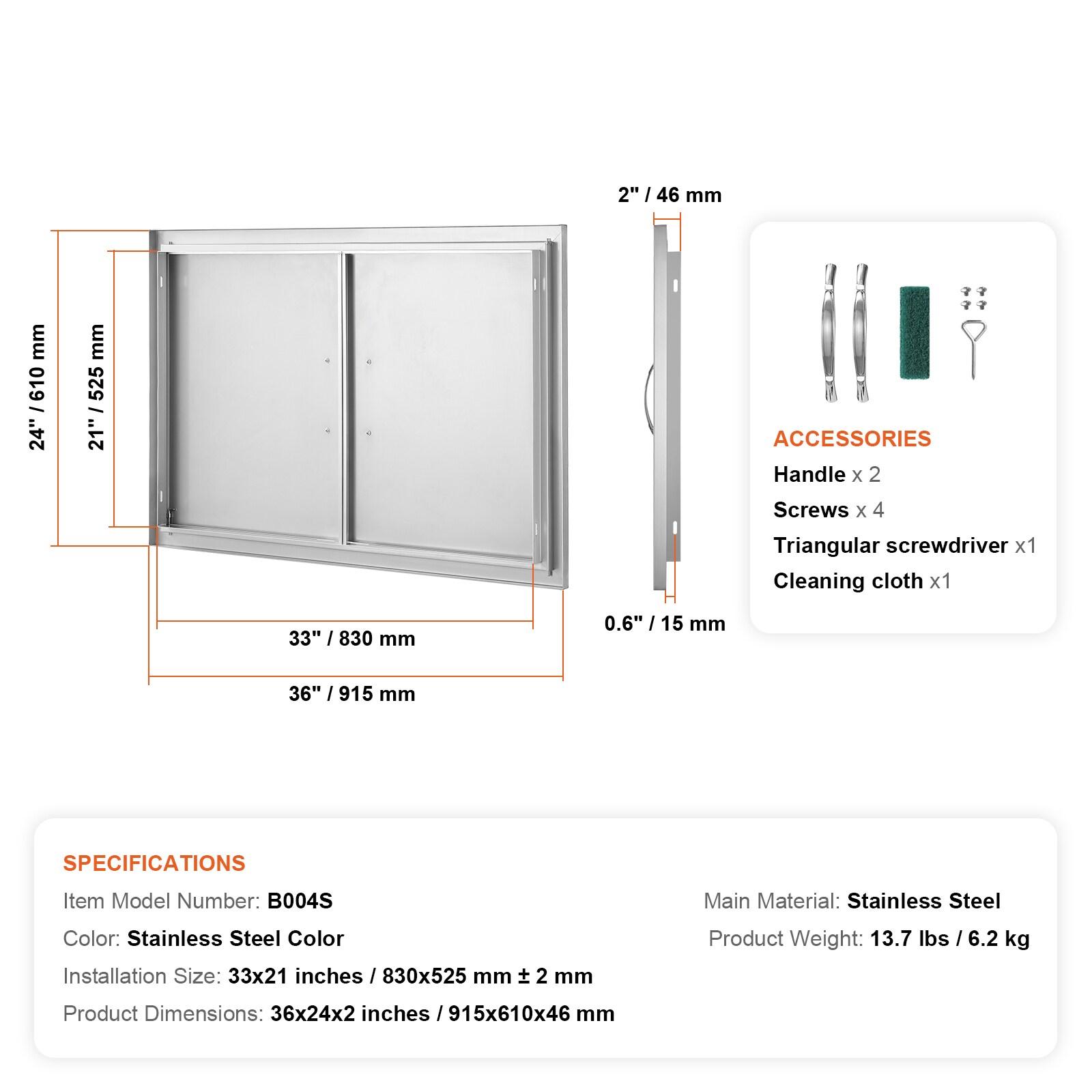 VEVOR 36x24 Inch BBQ Island Access Door Outdoor Kitchen Door Stainless Steel