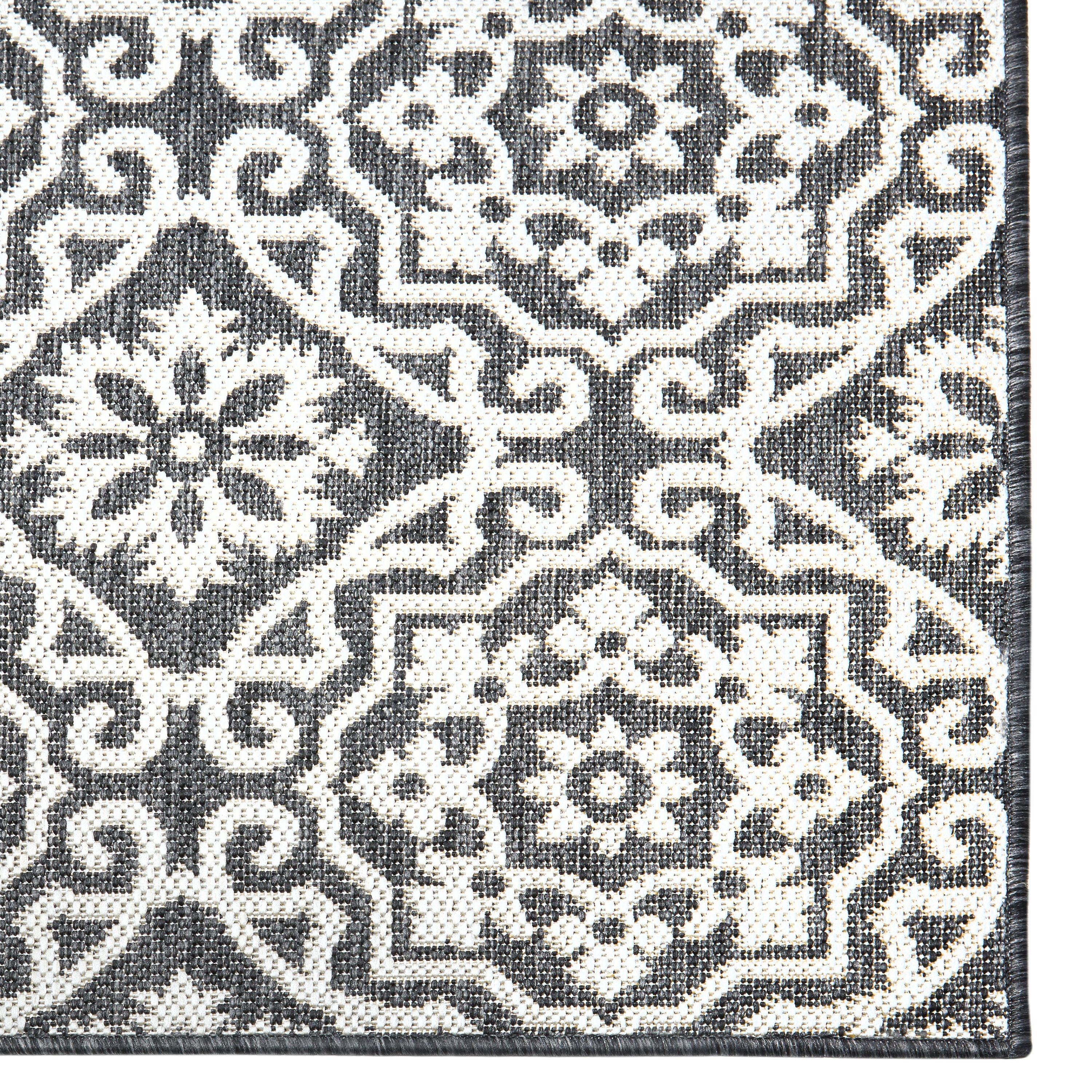 Nicole Miller New York Patio Country Danica Geometric Indoor/Outdoor Area Rug, Black/Grey