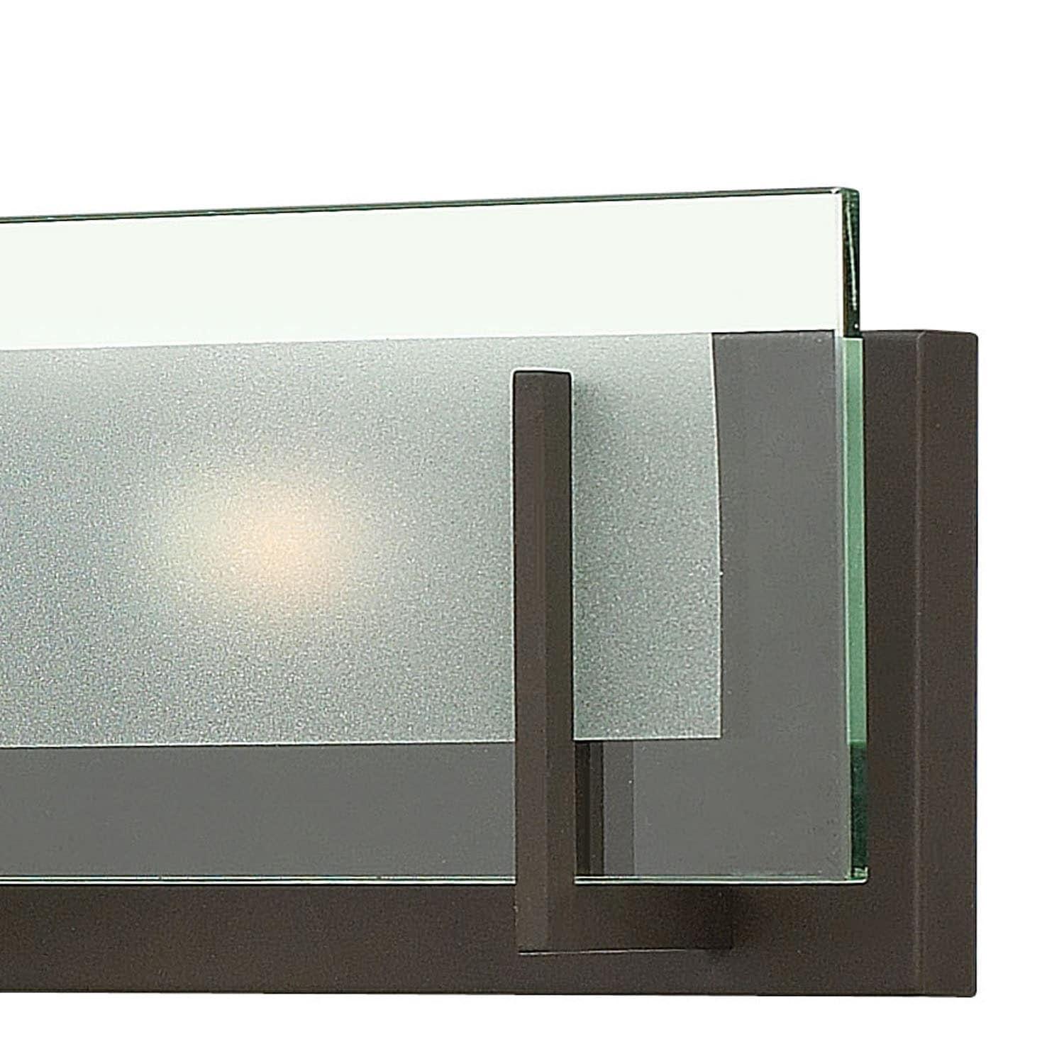 Latitude Medium 2-Light Outdoor Bronze Bath Light with Clear Beveled Glass