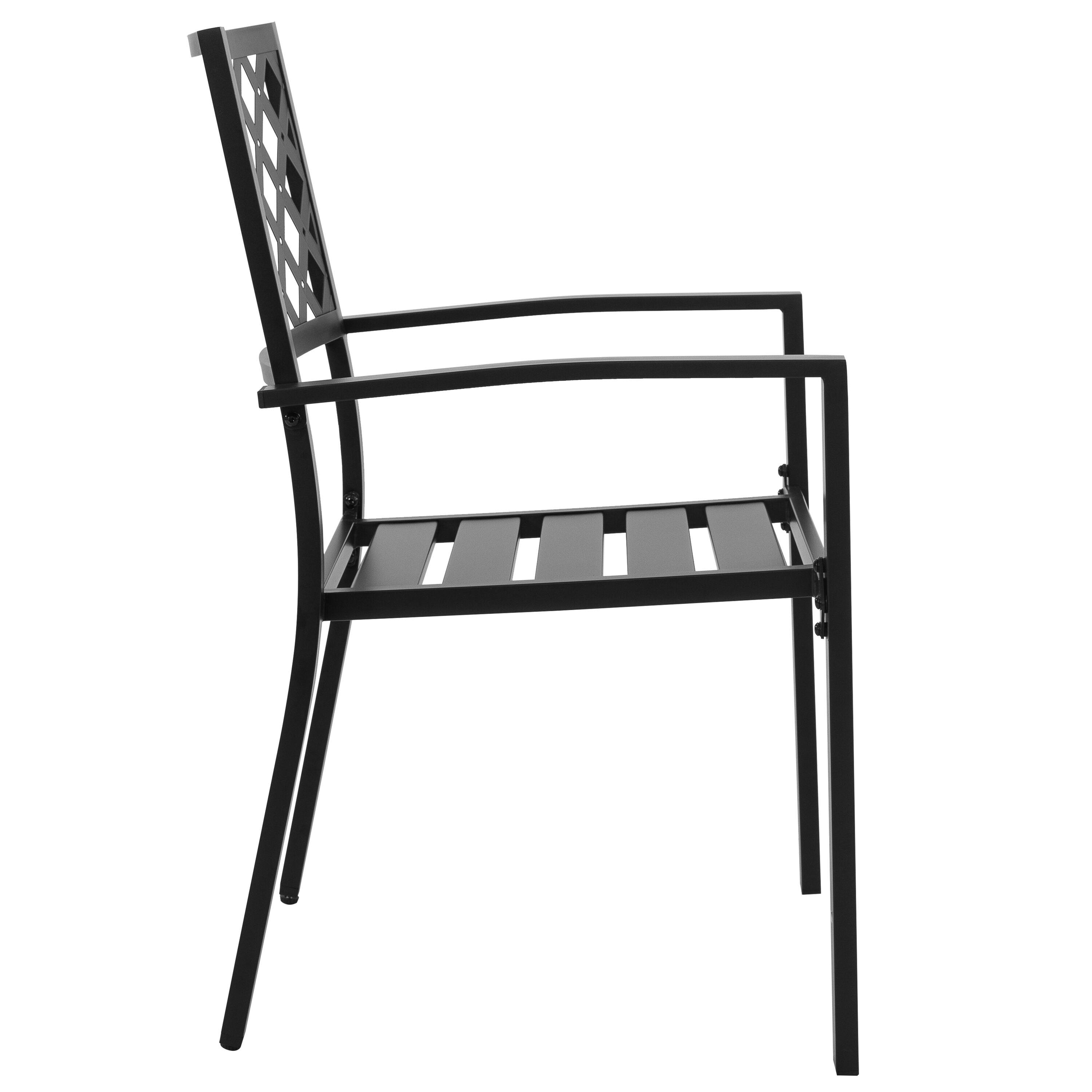 Nuu Garden Outdoor Dining Chair, Patio Dining Chair Set, Stackable Design, All-weather Iron Frame with Powder-coated Finish for Indoors and Outdoors, Patio, Deck, Garden, Yard, Black