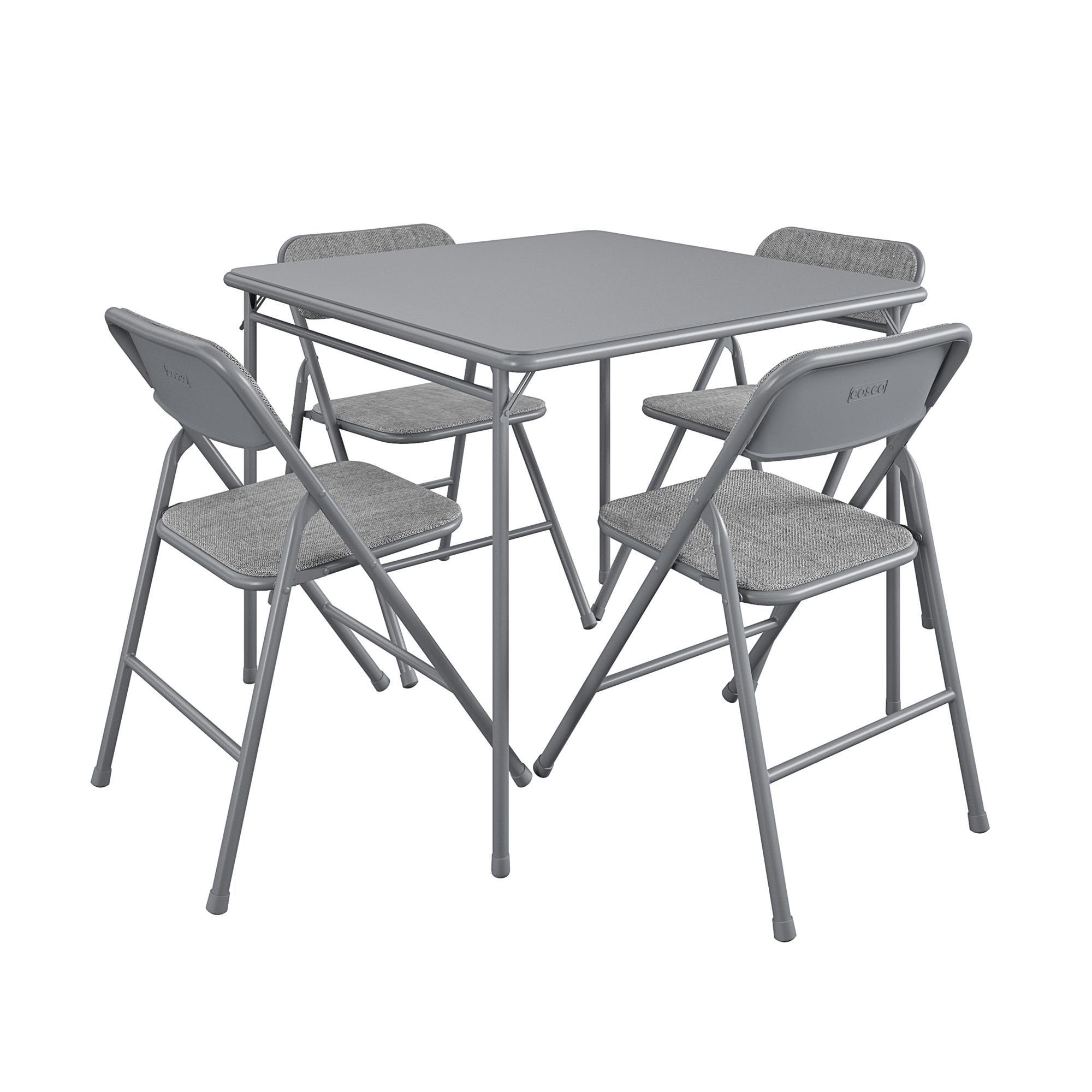 COSCO 5-Piece Folding Fabric Dining Set & 34" Vinyl Card Table
