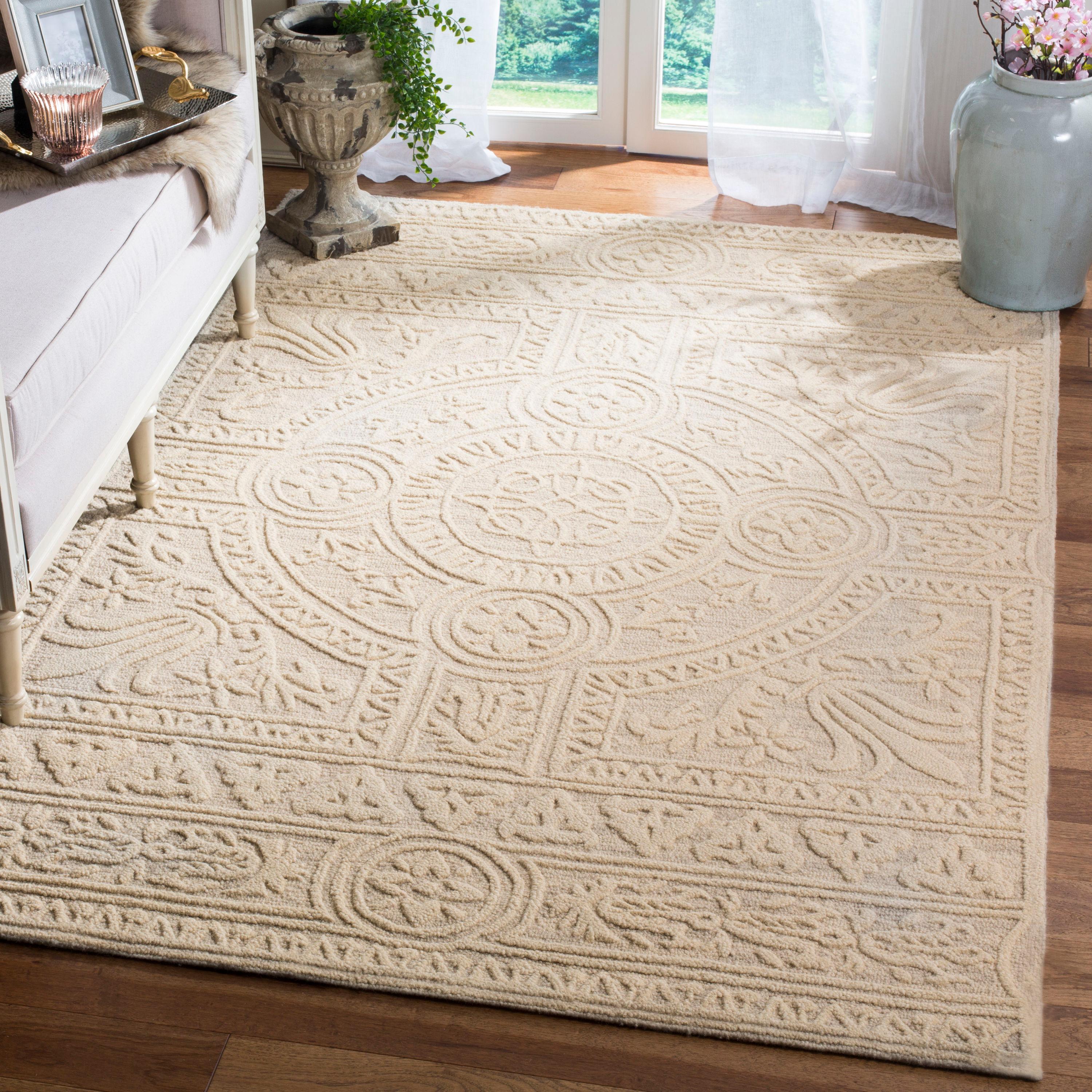 Blossom BLM109 Hand Tufted Indoor Area Rug - Light Grey/Ivory - 5'x8' - Safavieh