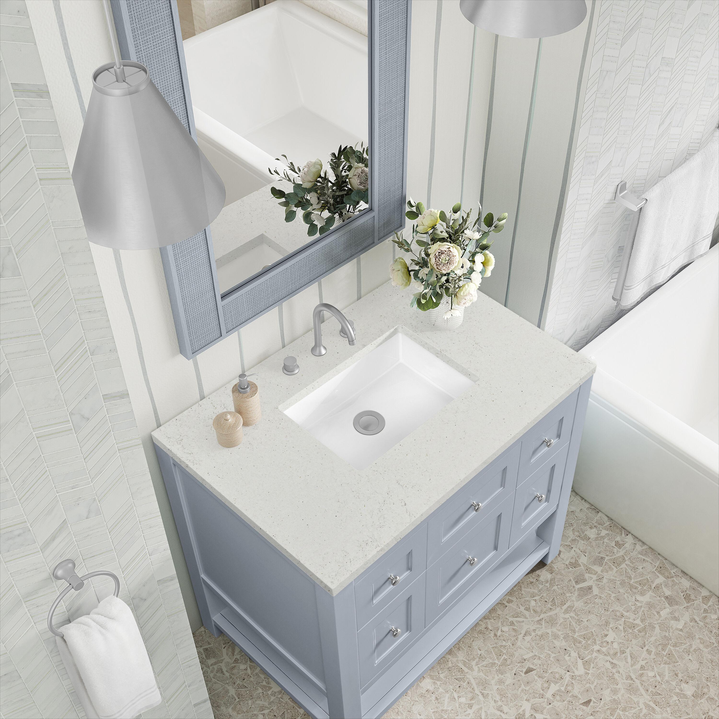 James Martin Vanities 330-V36-SRB-3LDL 36 in. Breckenridge Single Vanity with 3 cm Lime Delight Quartz Top, Serenity Blue